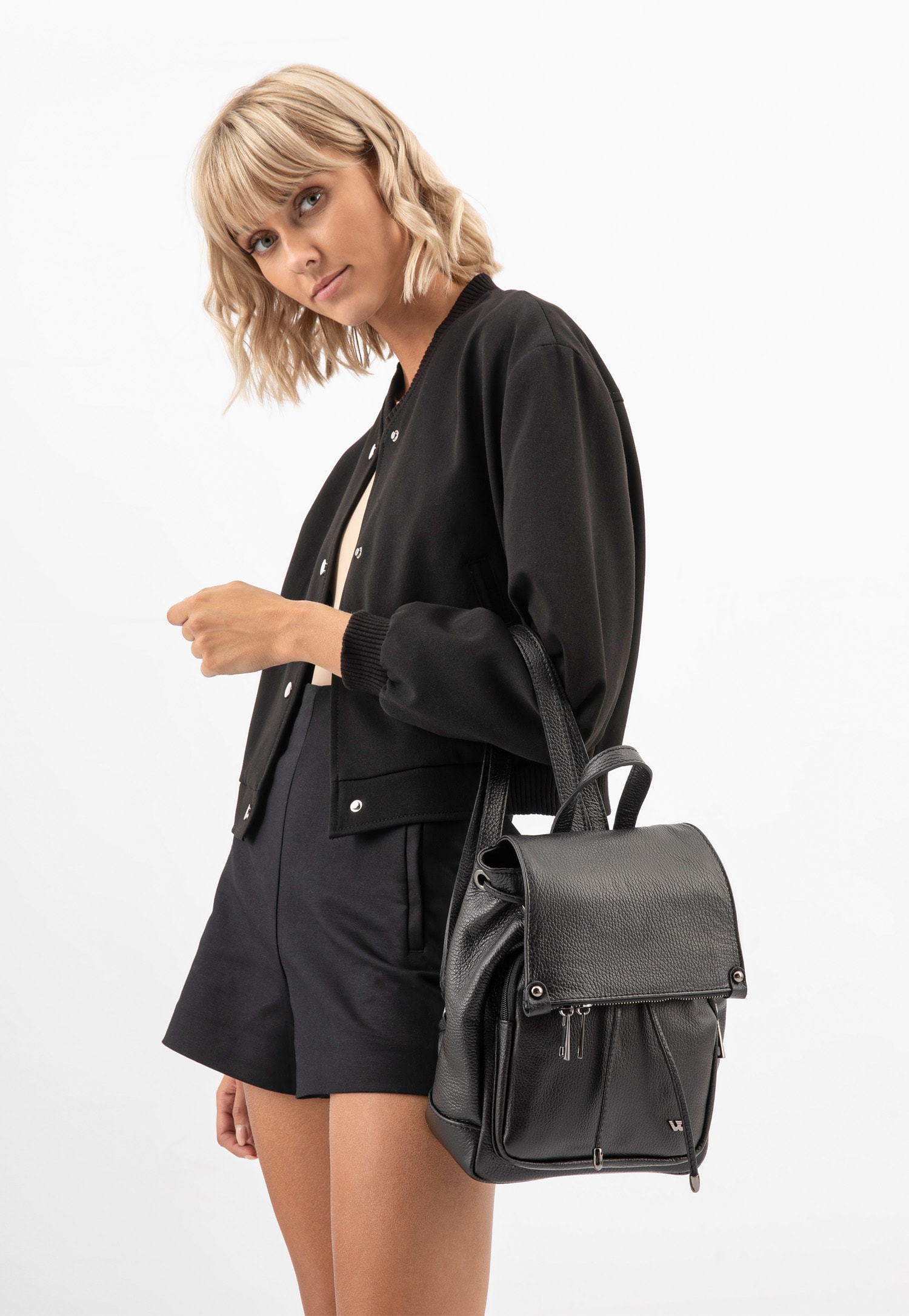 Jasnobrązowy plecak damski ze skóry licowej