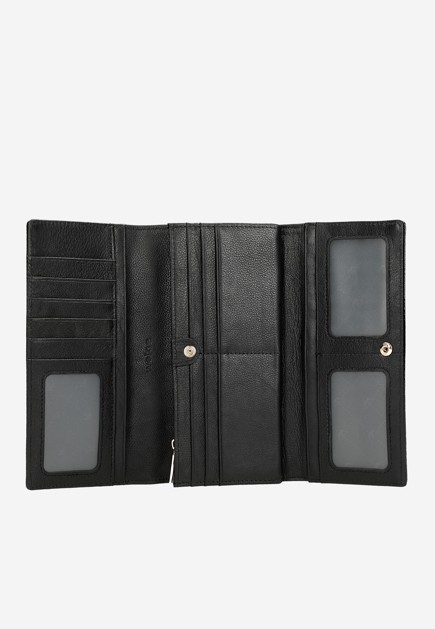 Duży lakierowany portfel damski w kolorze czarnym