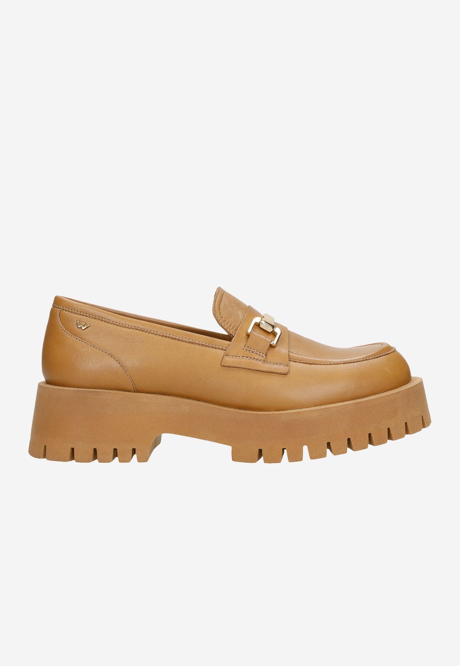 Jasnobrązowe damskie mokasyny ze skóry licowej