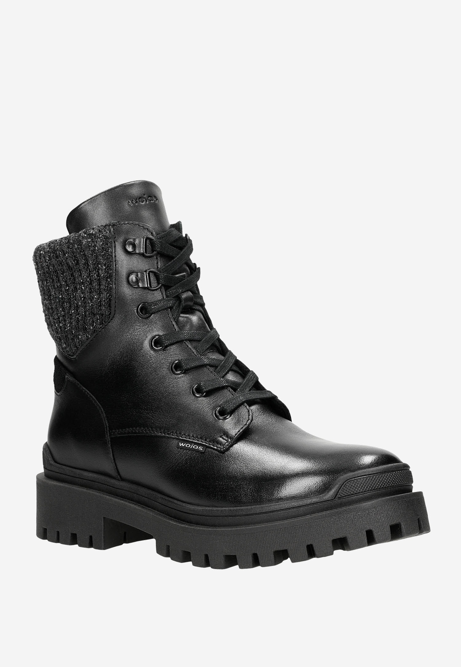 Czarne workery damskie ze skarpetą