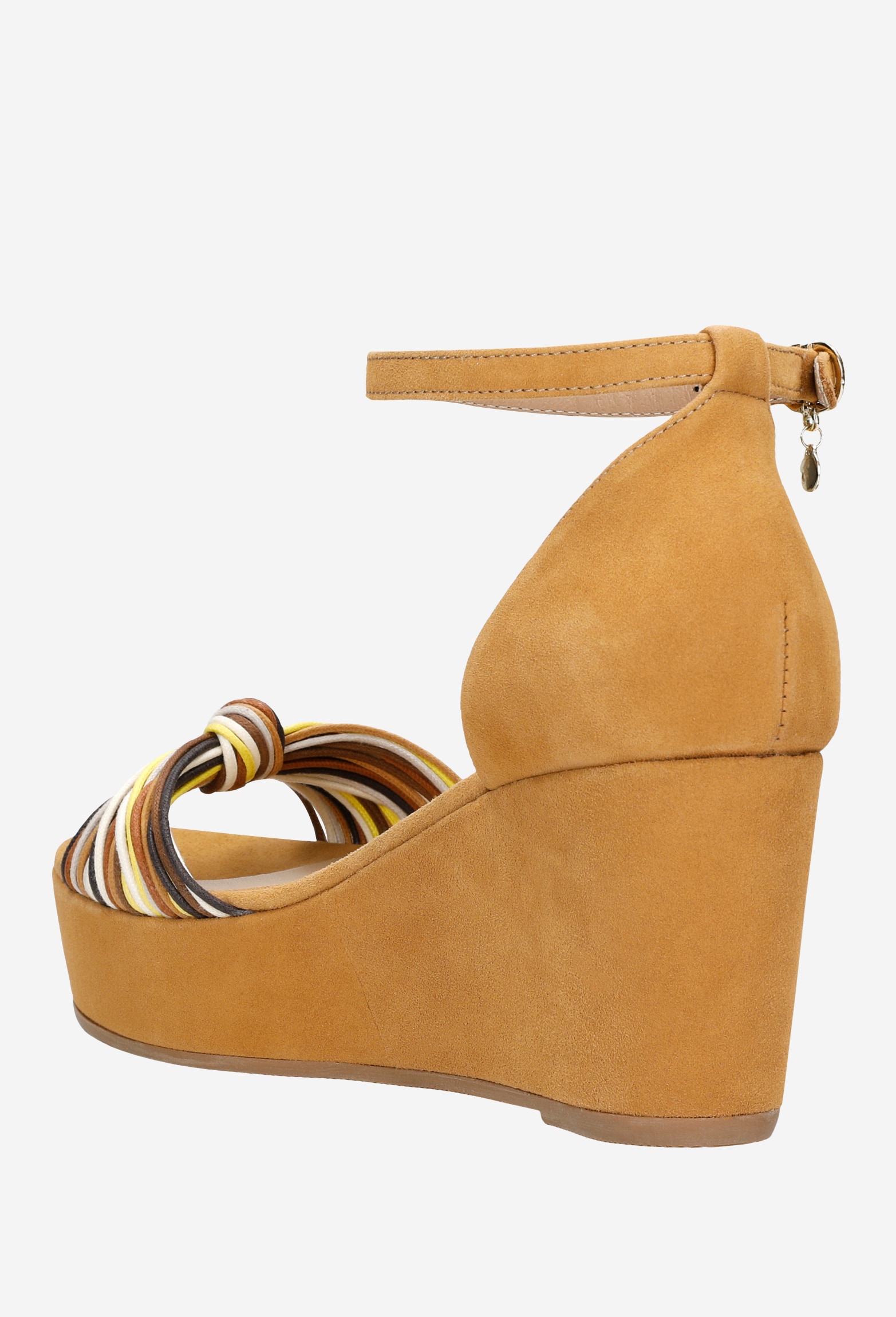 Jasnobrązowe sandały damskie na koturnie z minikolekcji POWER CORD