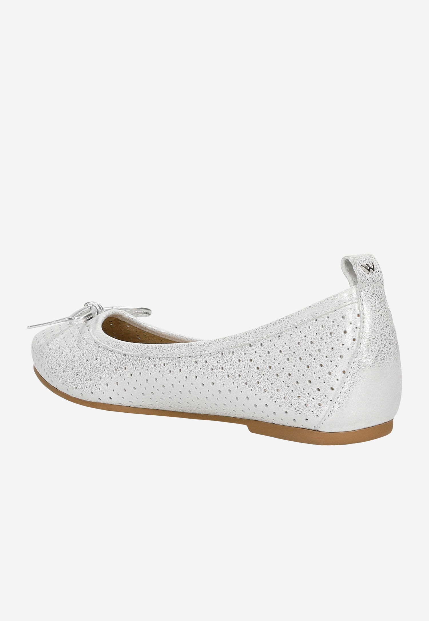 Srebrne baleriny damskie ażurowane