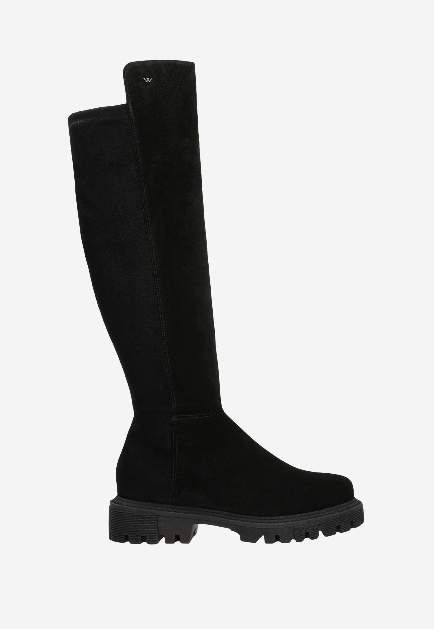 Czarne zimowe kozaki damskie na traktorze