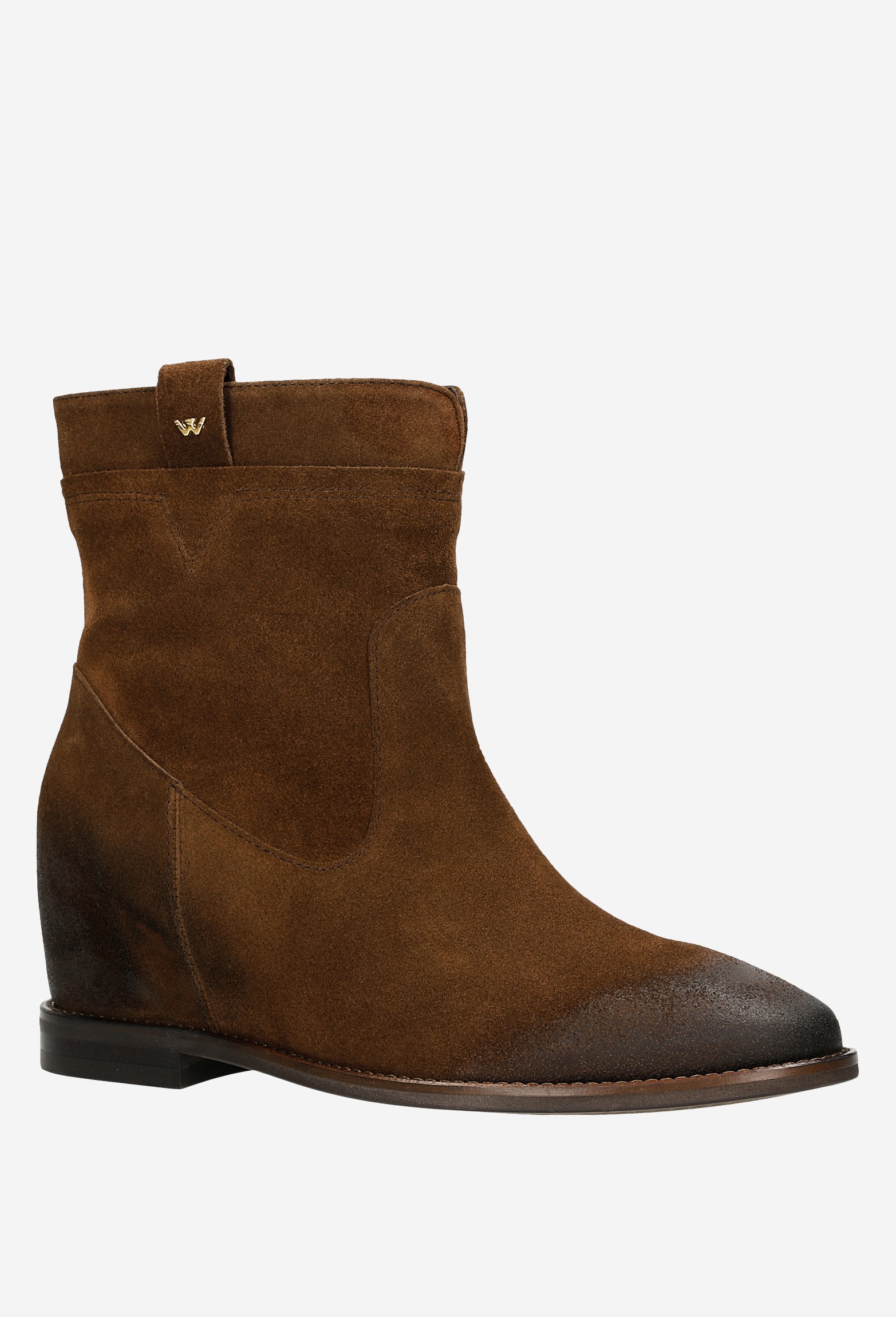 Brązowe botki damskie z ukrytą koturną