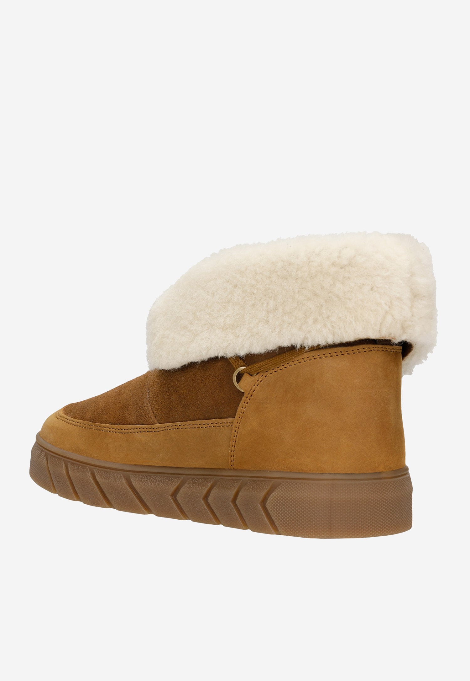 RELAKS jasnobrązowe Śniegowce damskie z wywijaną cholewką