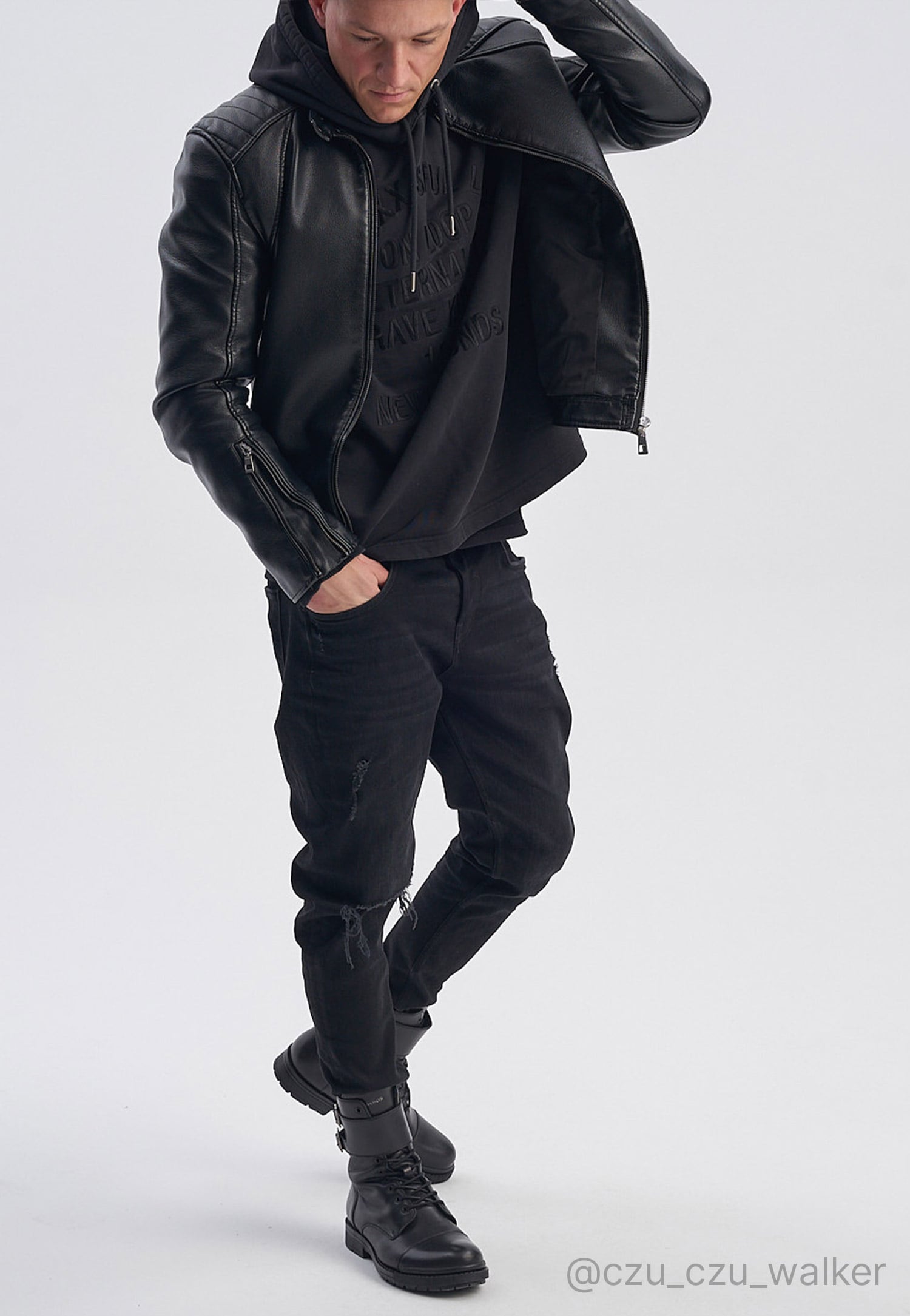 Brązowe wysokie bikery męskie ocieplane