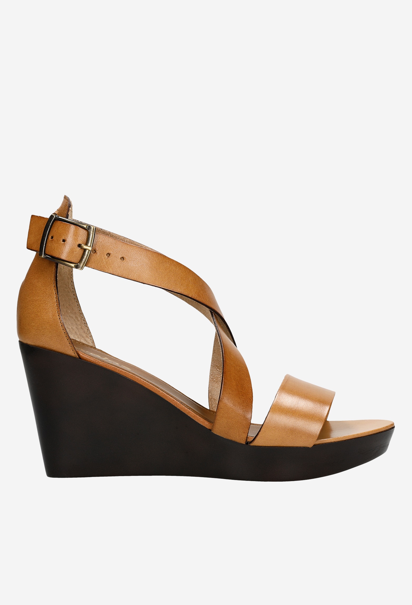 Jasnobrązowe sandały damskie na koturnie