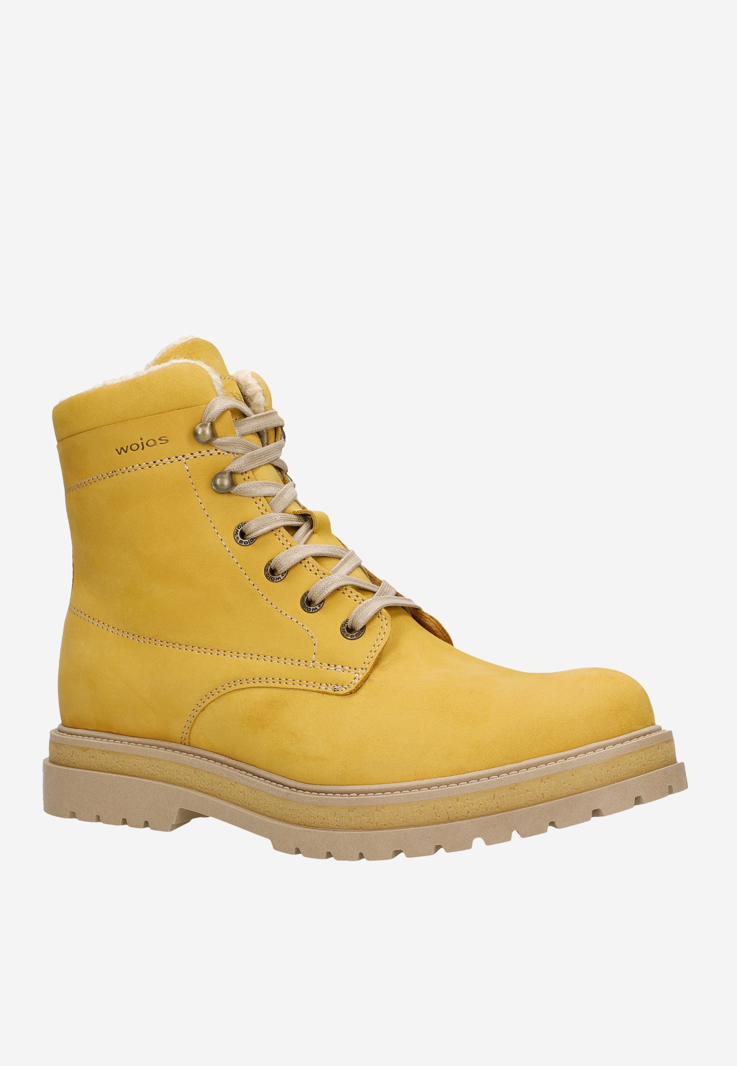 Żółte ocieplane trzewiki męskie z nubuku