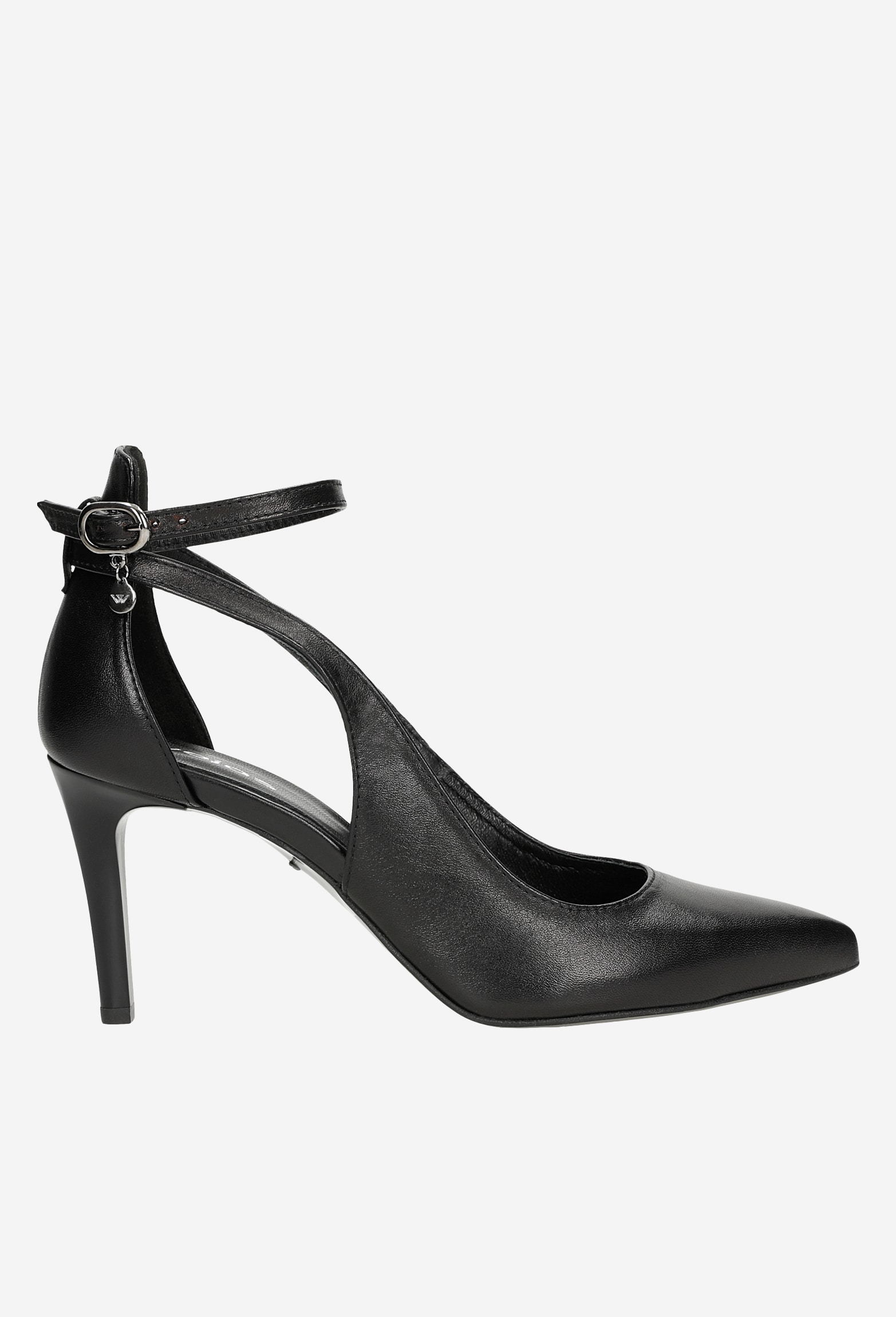 Czarne czółenka damskie z zapięciem wokół kostki