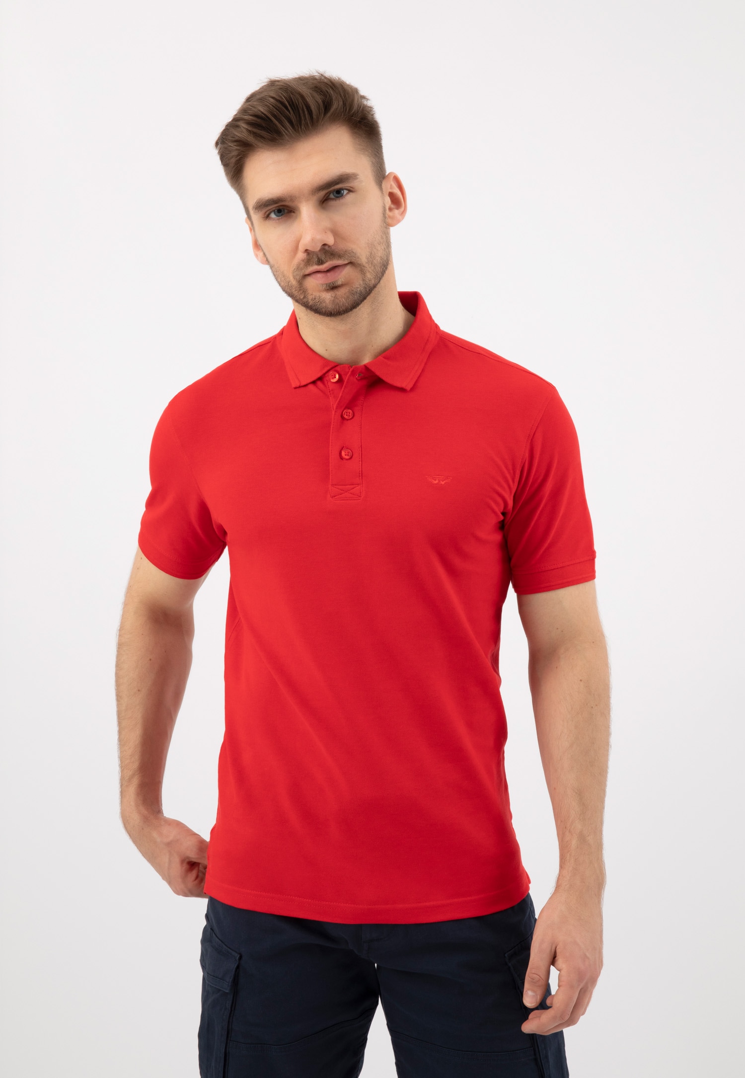 Czerwona koszulka męska polo z haftowanym logo
