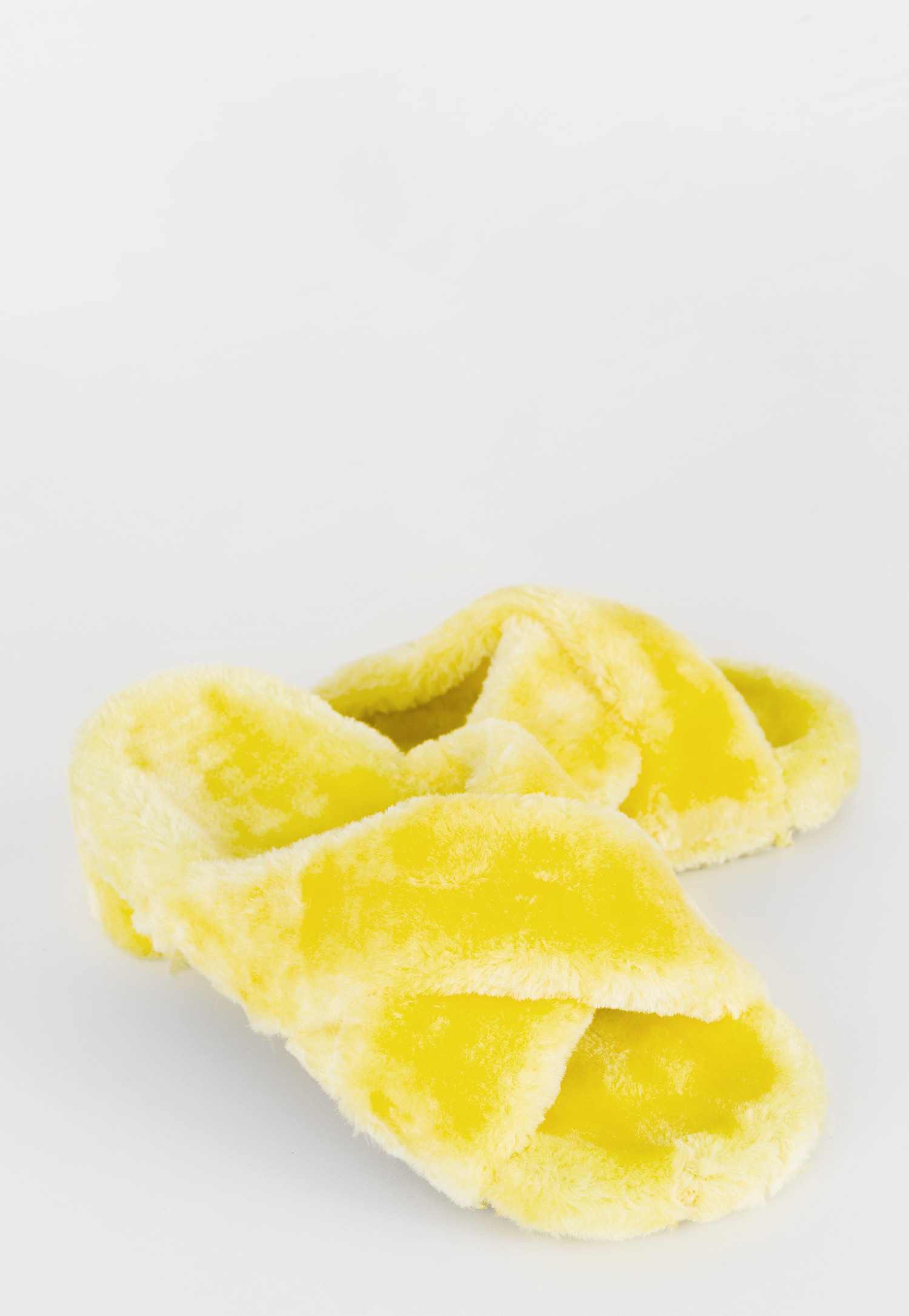 WJS żółte kapcie damskie z przeplatanymi paskami