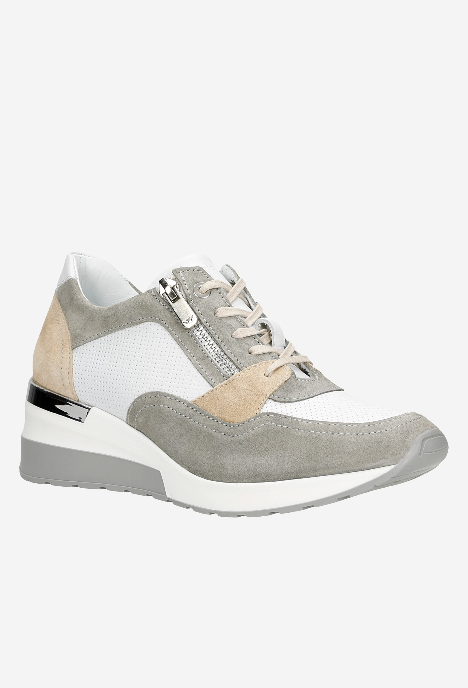 Sneakersy damskie w kolorze biało-szaro-beżowym