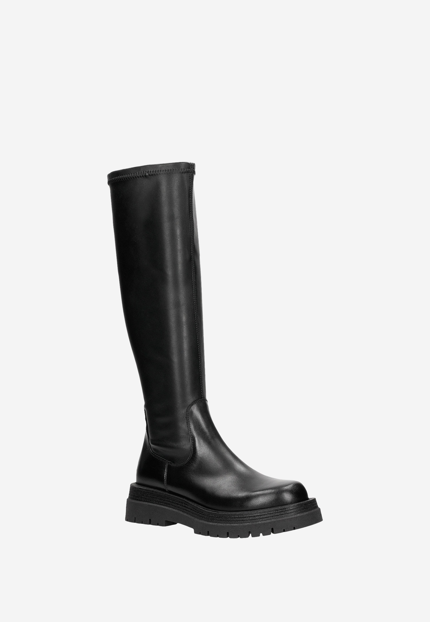 Czarne jesienne kozaki typu biker