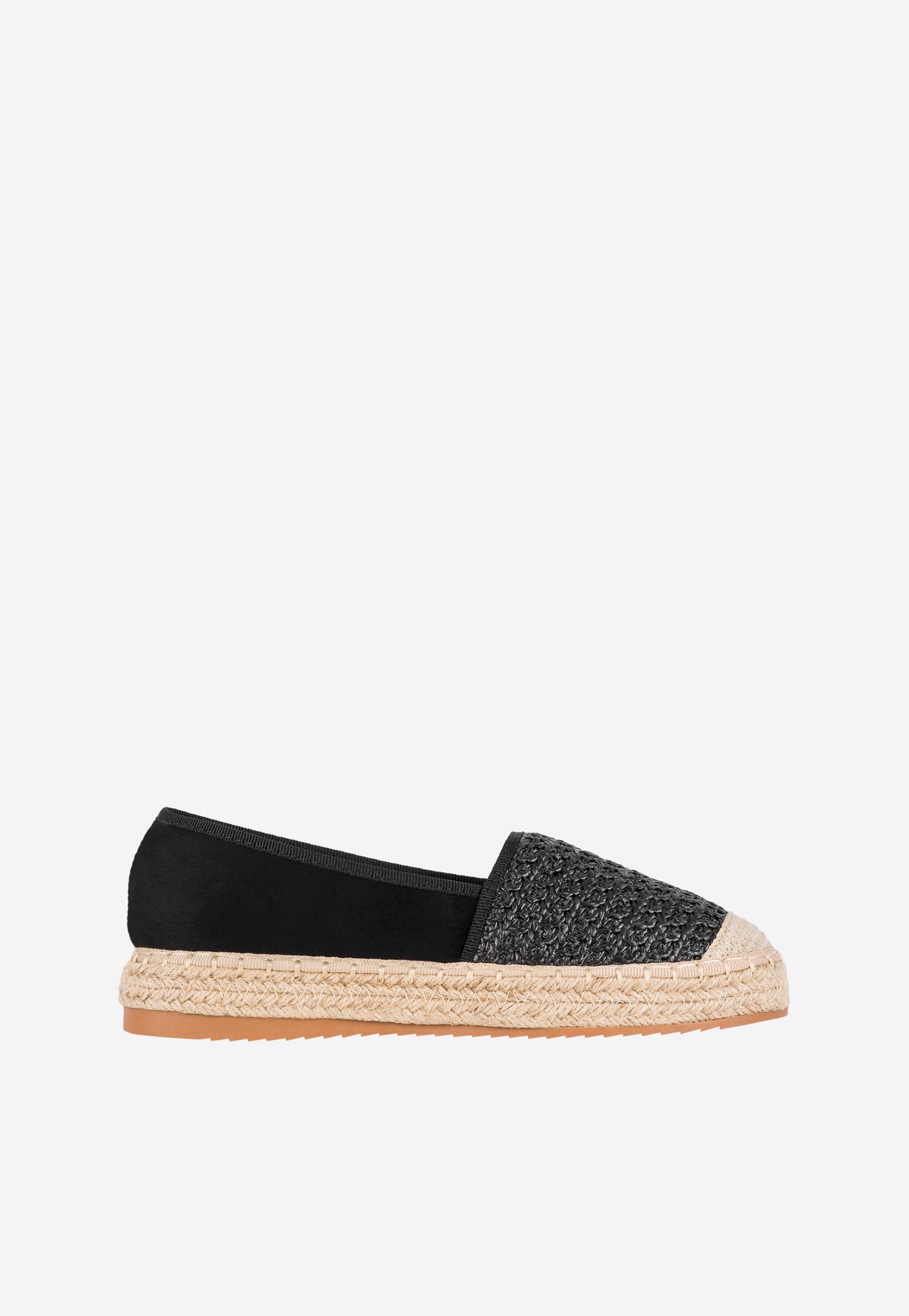 WJS czarne espadryle damskie ze sznurkiem jutowym wokół podeszwy