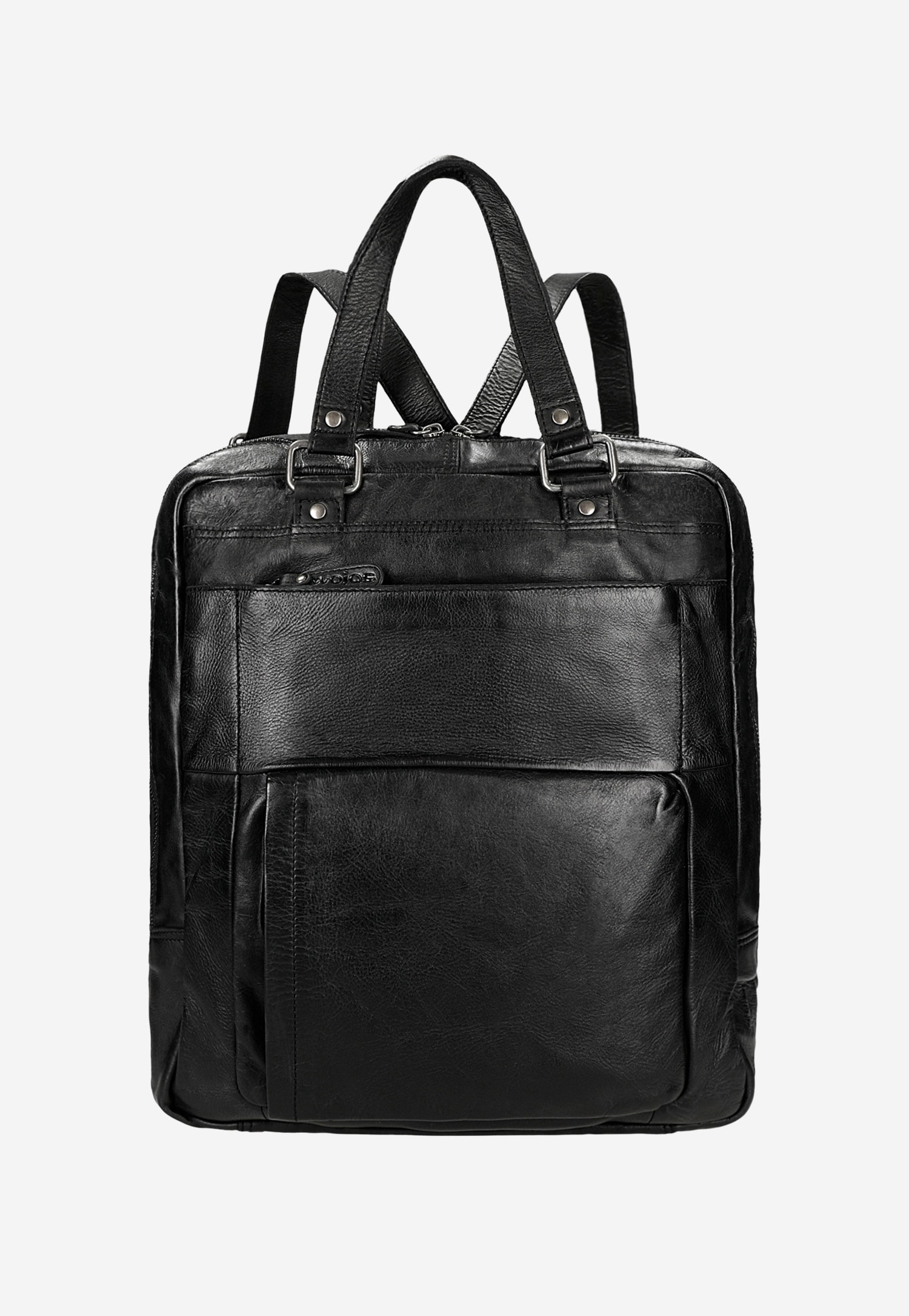 Czarna skórzana torba plecak 2w1