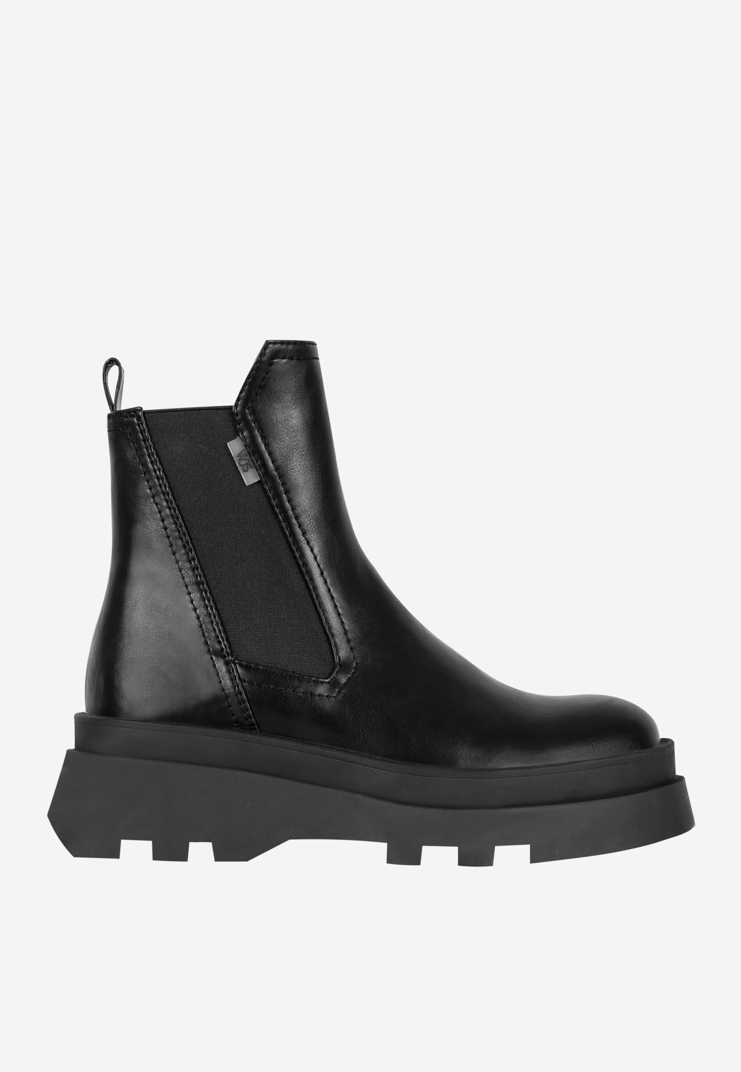 WJS czarne sztyblety damskie na grubej podeszwie