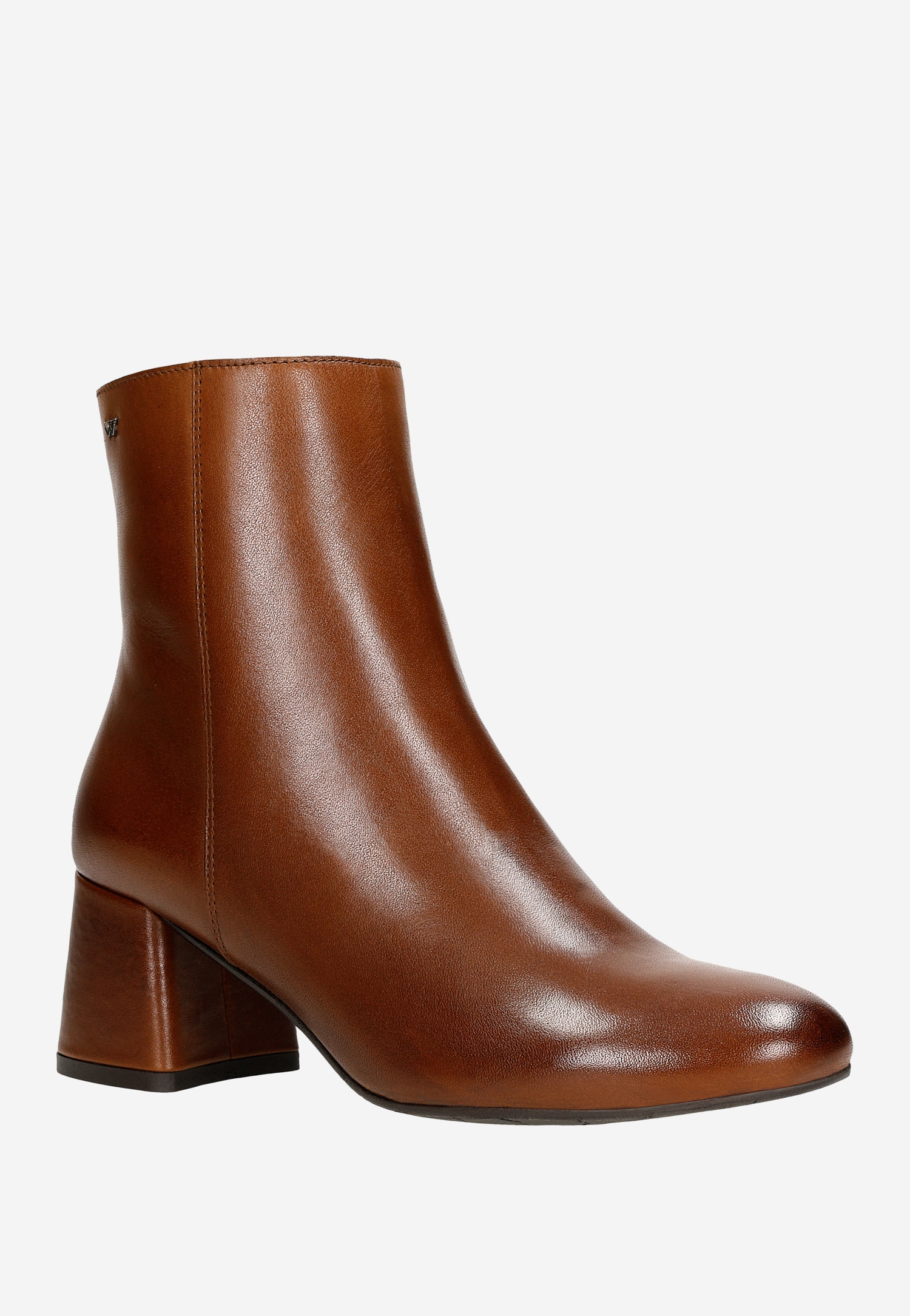 Brązowe botki damskie na grubym słupku