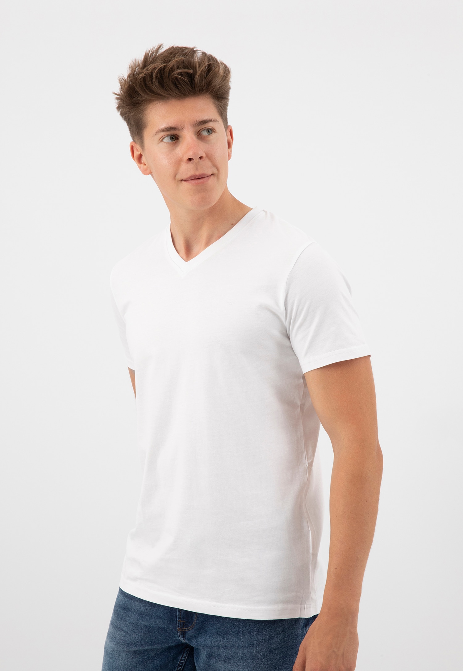 Biała bawełniana koszulka męska ze srebrnym logo