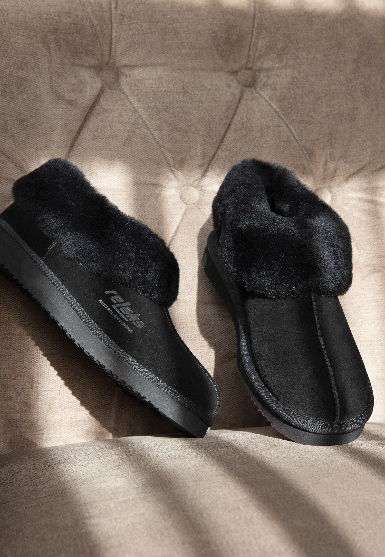 Jasnobrązowe kapcie RELAKS z wełny z merynosa