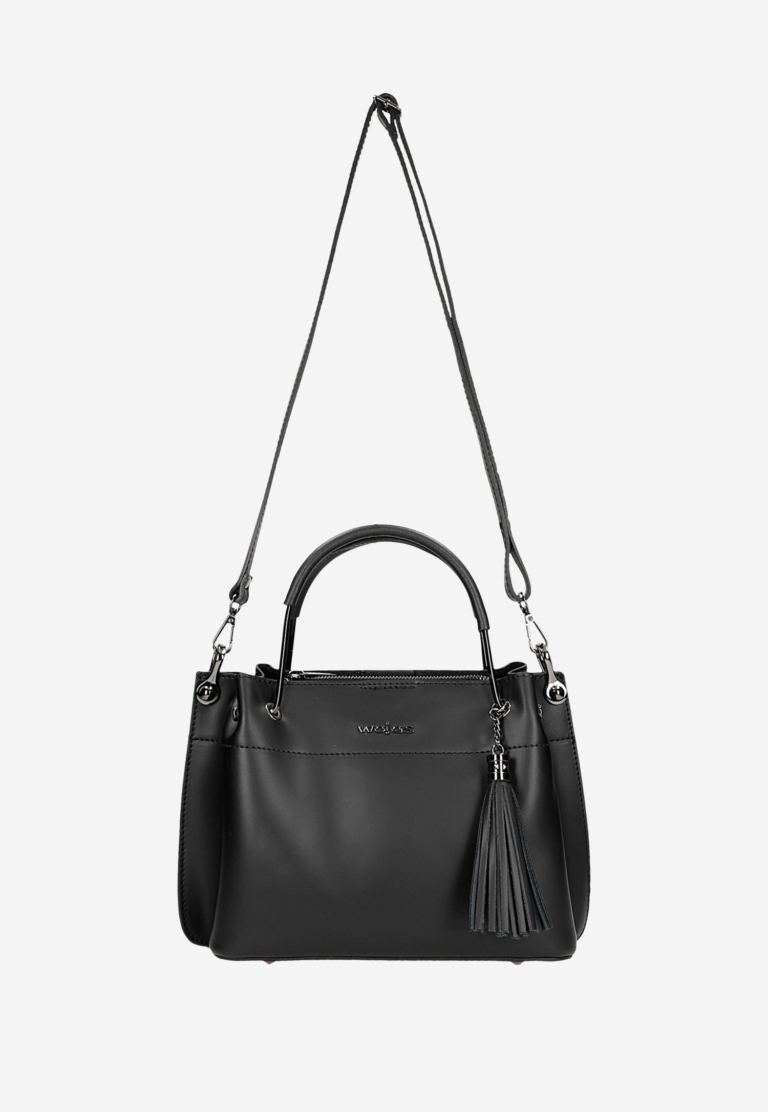 Czarna skórzana torebka damska typu kuferek