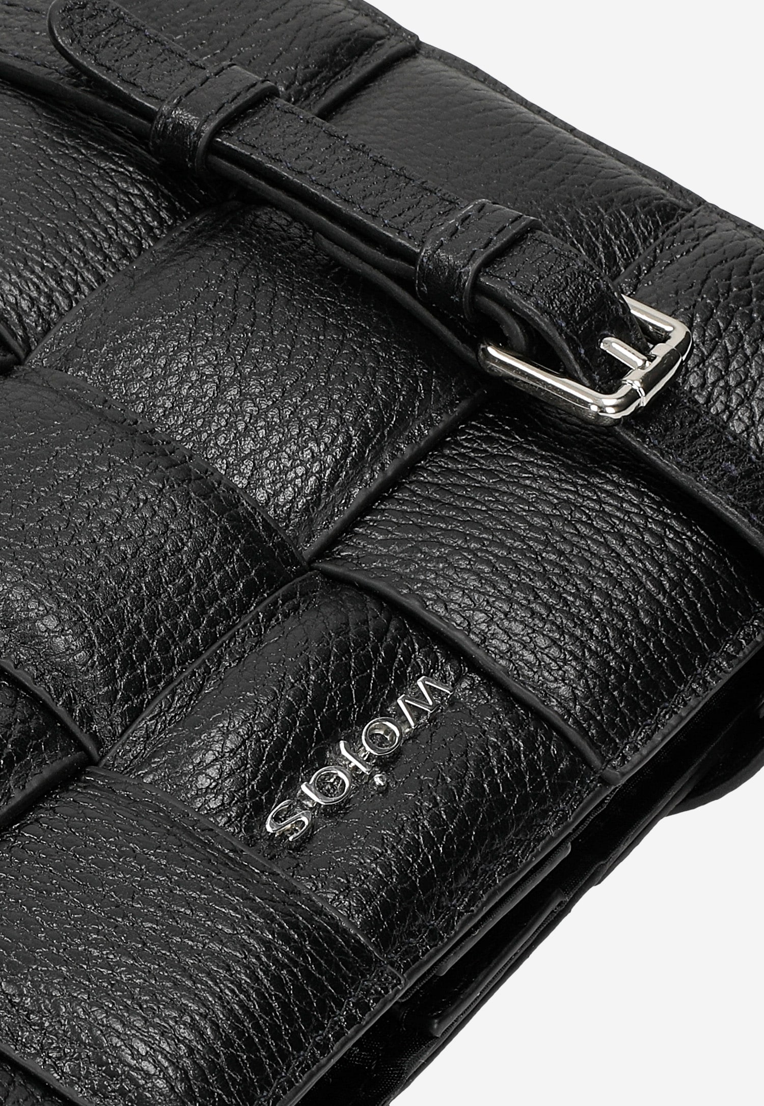 Czarna pleciona torebka damska ze skóry licowej