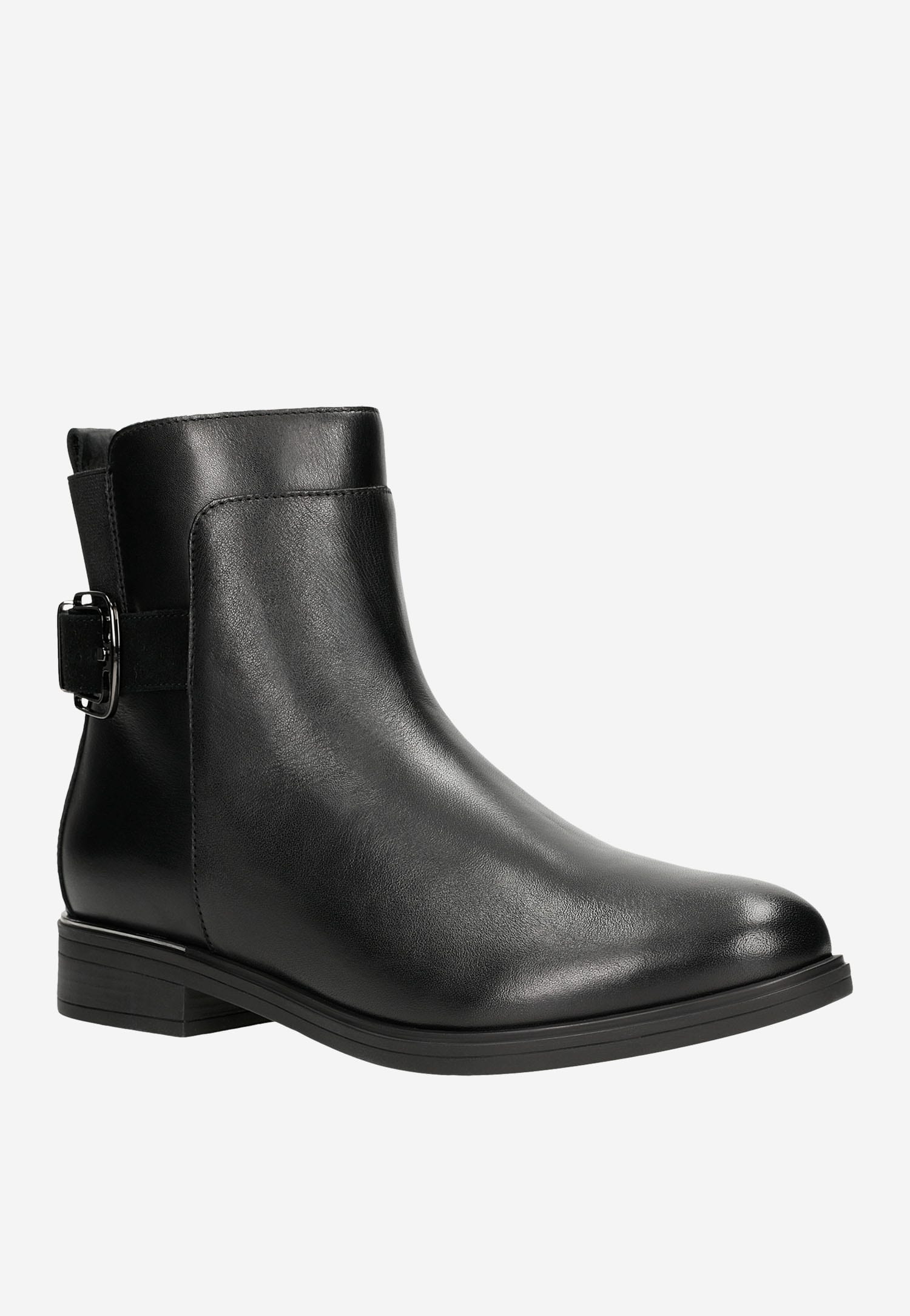 Czarne botki damskie ocieplane skórą owczą