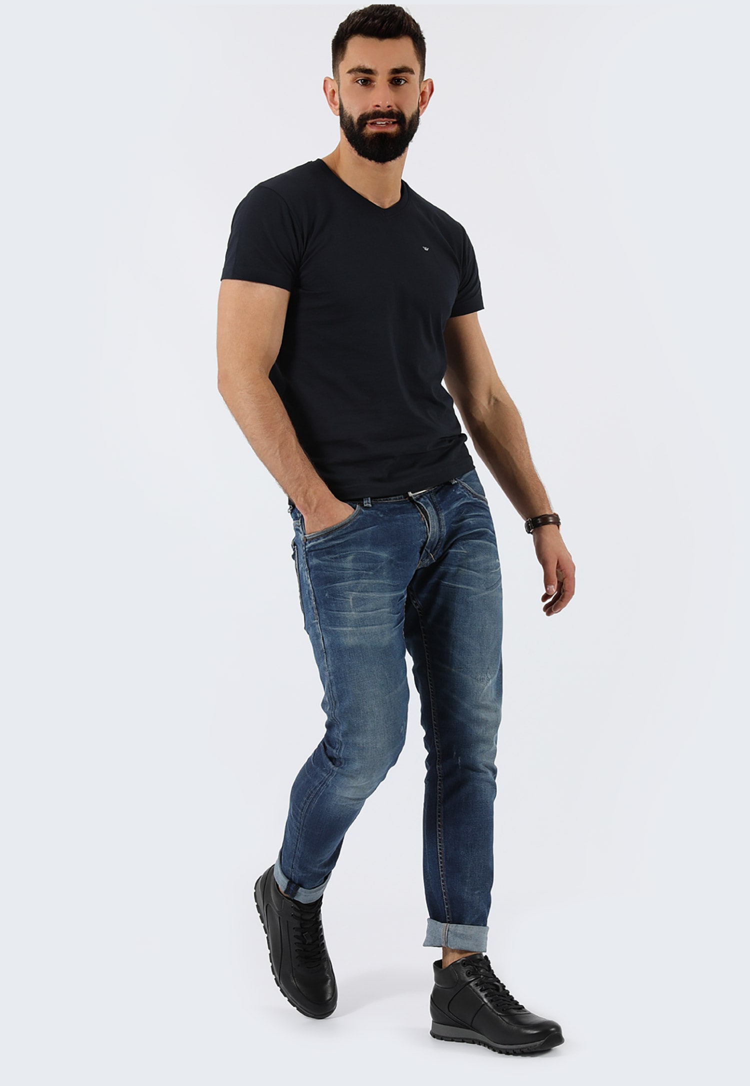 Jasnobrązowe skórzane trzewiki męskie typu sneakersy