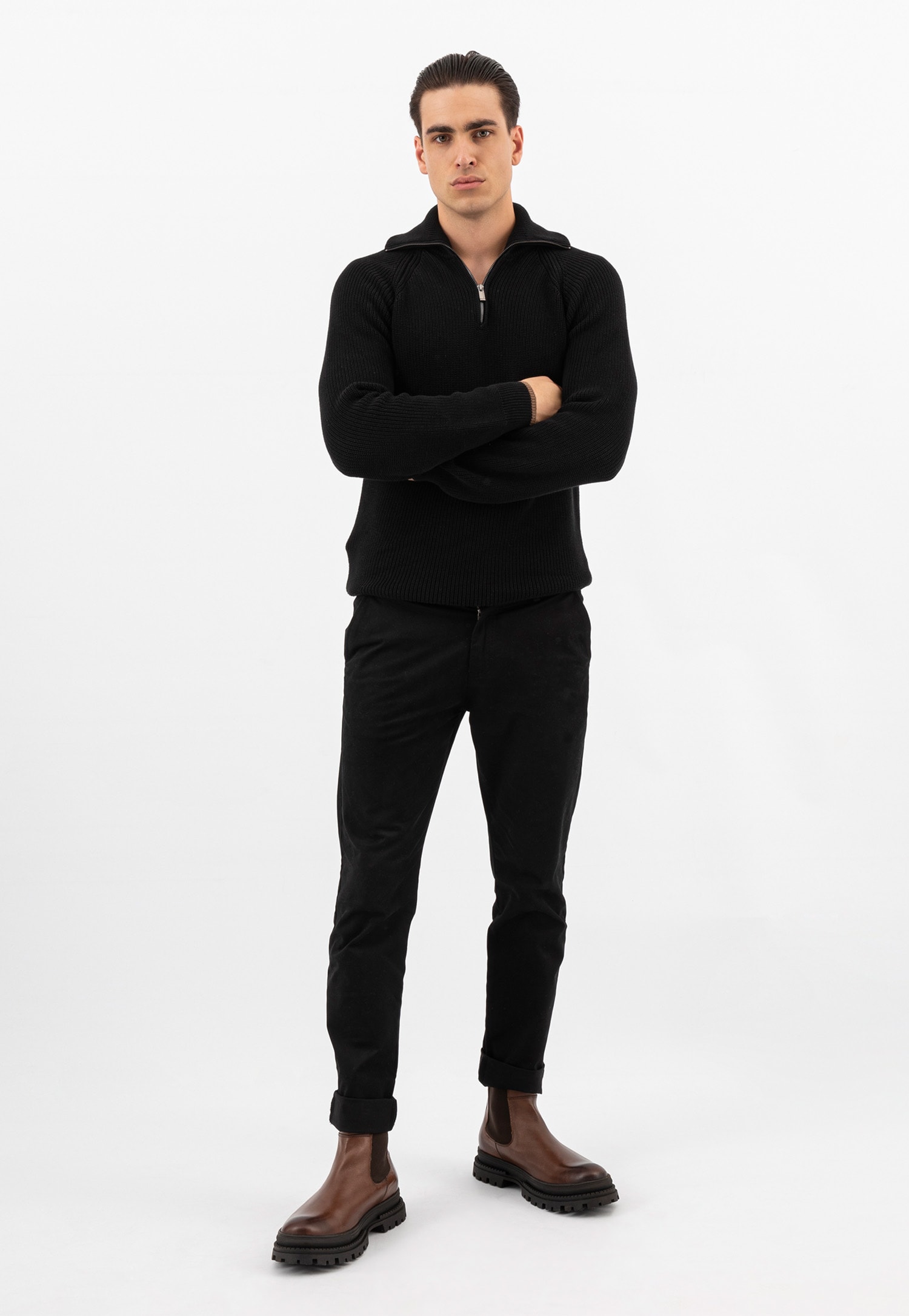 Wysokie skórzane sztyblety męskie brązowe