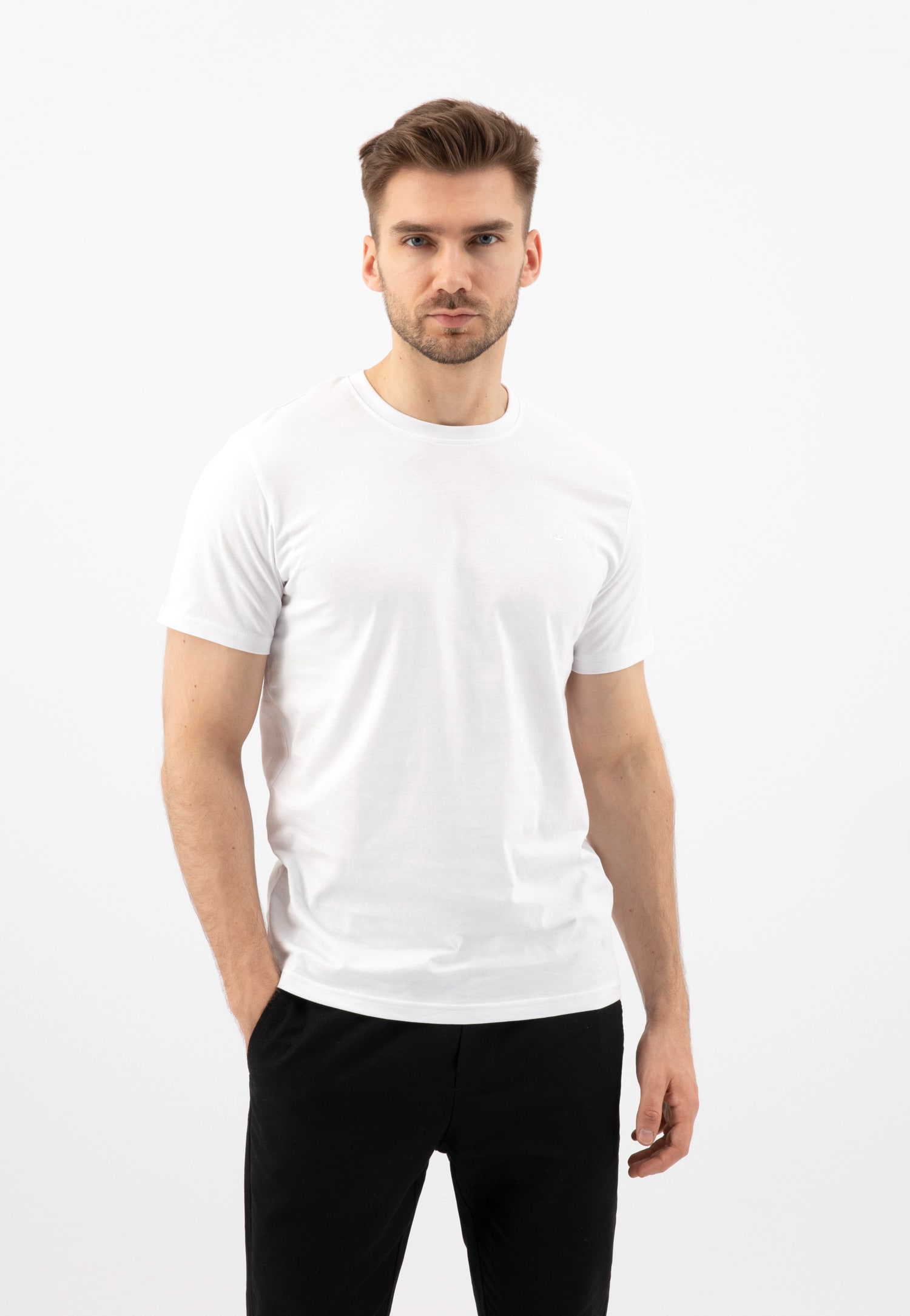 Biała bawełniana koszulka męska basic