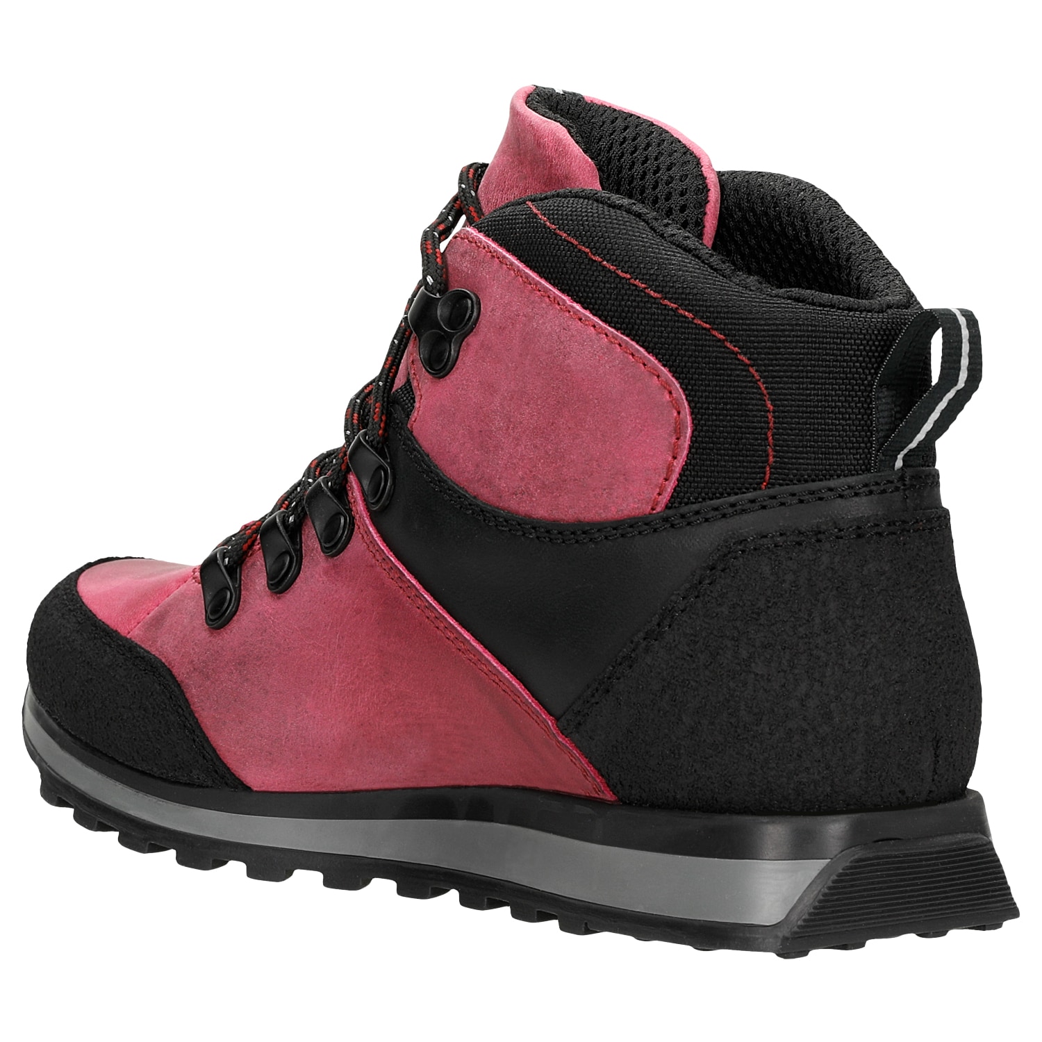 Czarno-amarantowe wysokie trekkingi damskie