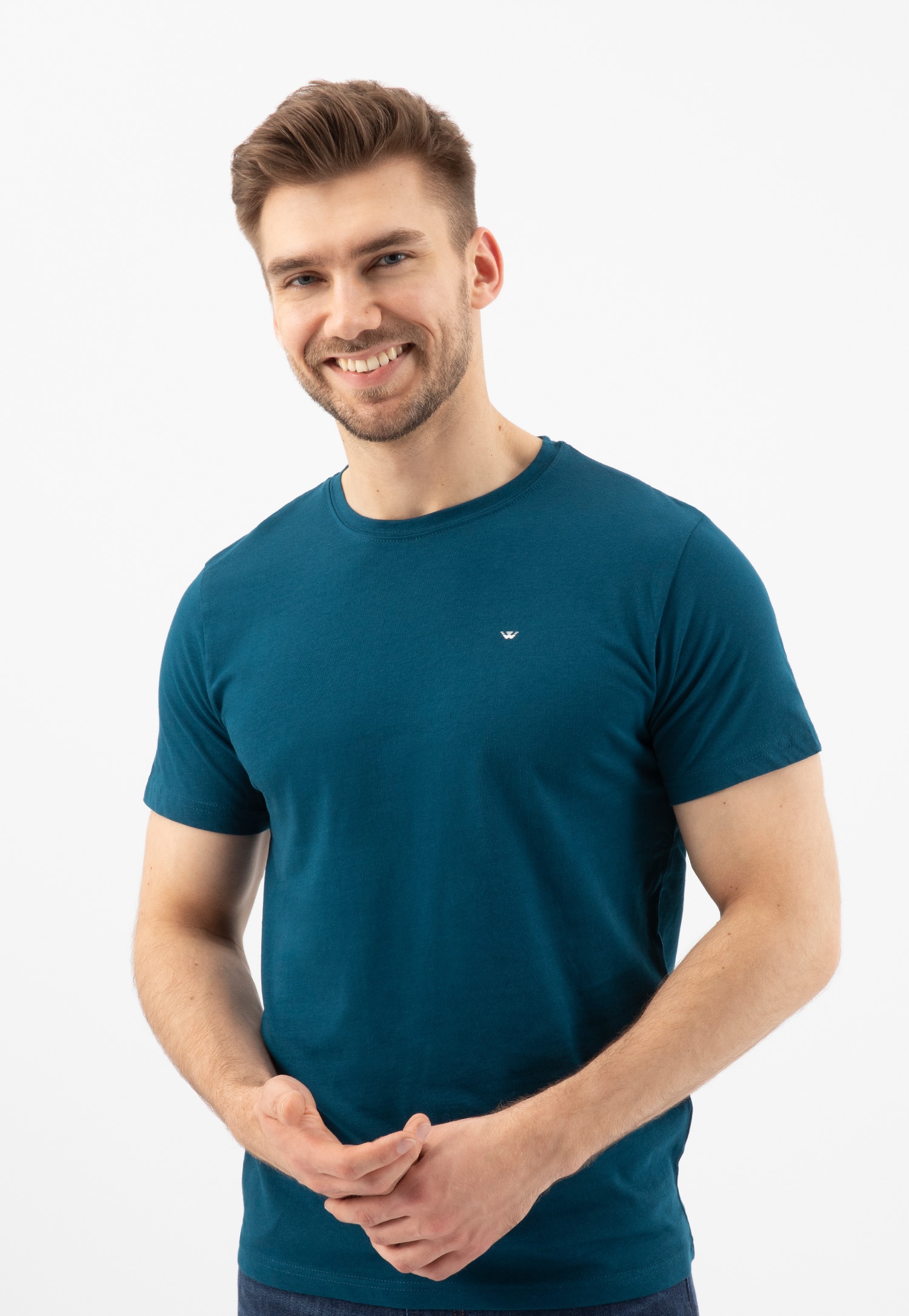 Jasnoniebieski t-shirt męski bawełniany