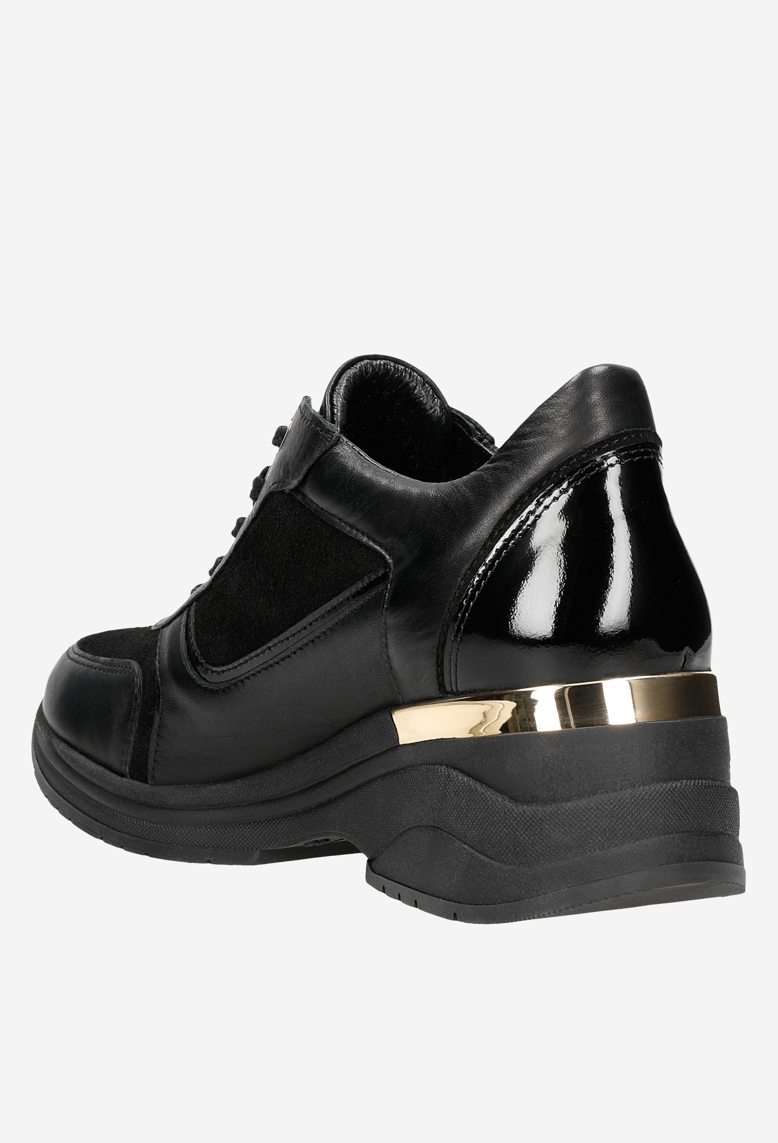 Czarne sneakersy damskie ze złotymi elementami