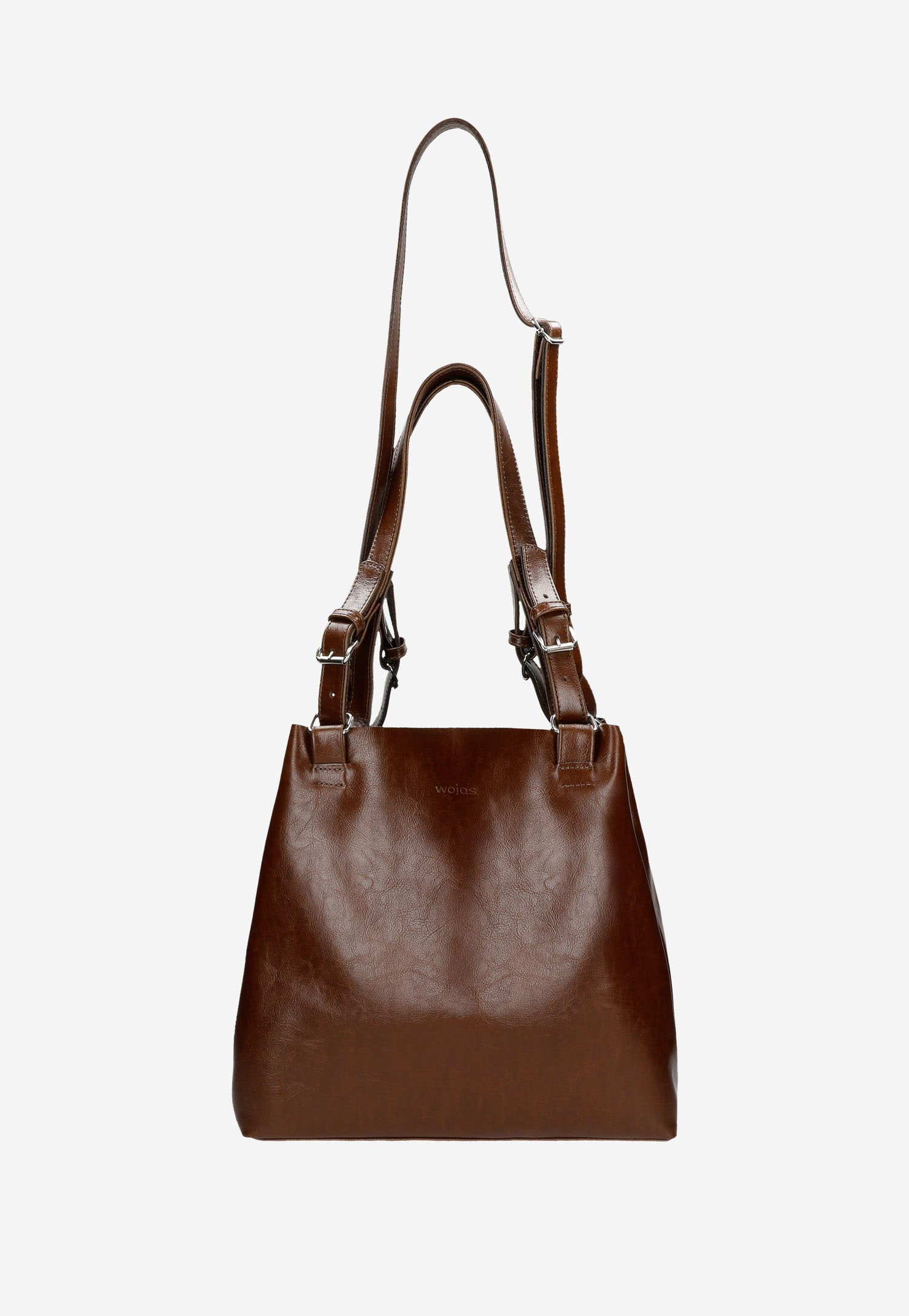 Pojemna skórzana torebka damska w kolorze brązowym