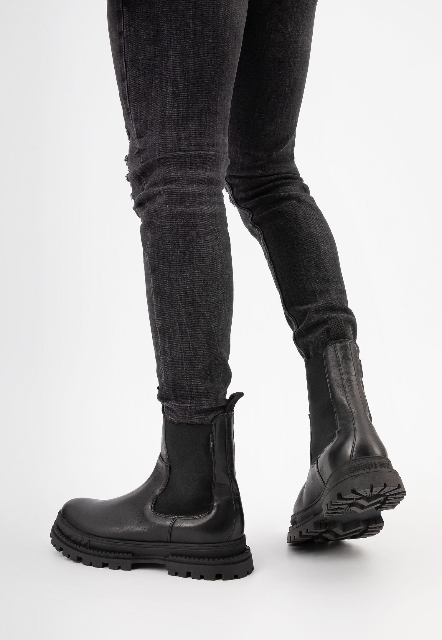 Wysokie skórzane sztyblety męskie brązowe