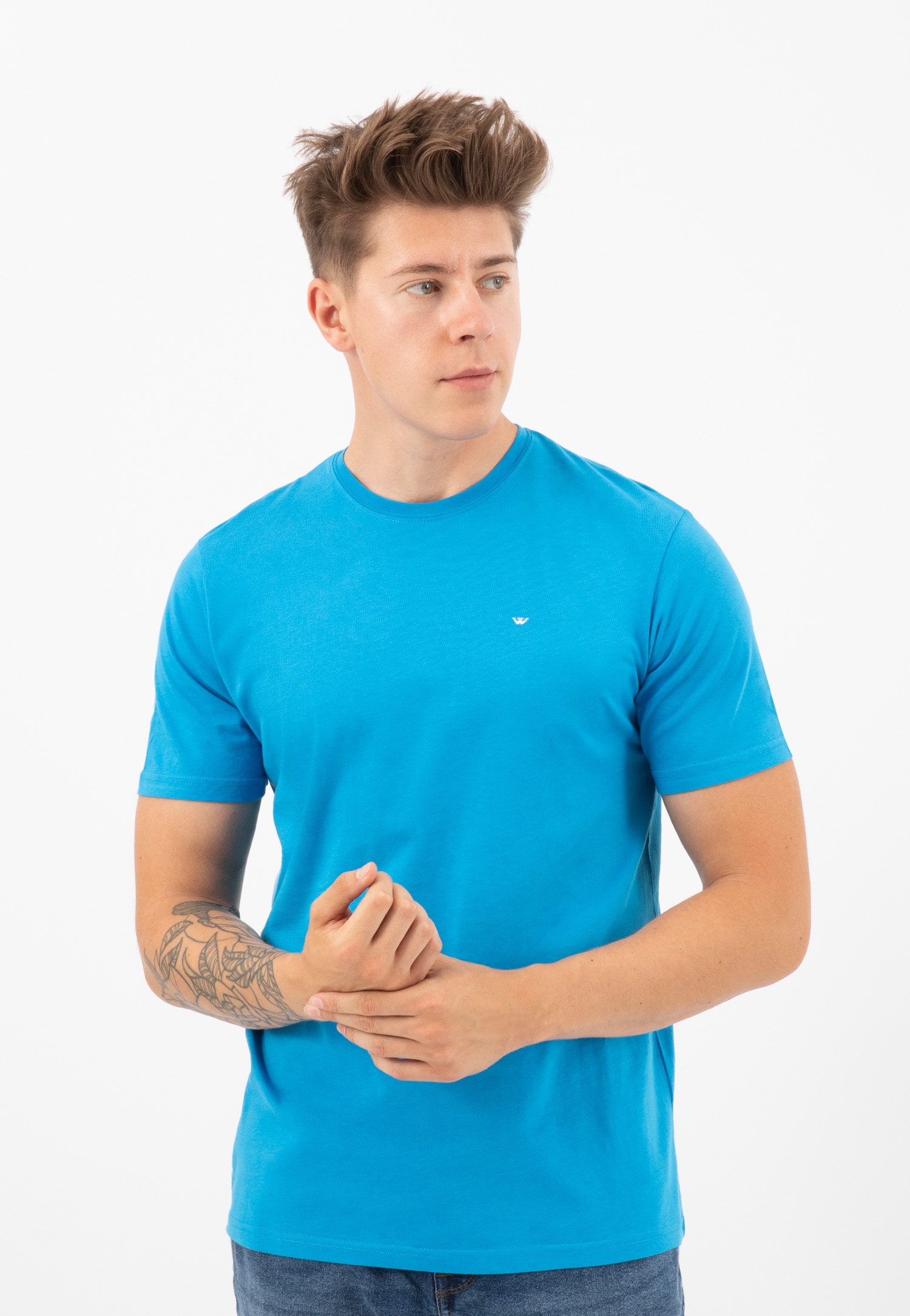 Jasnoniebieski t-shirt męski bawełniany