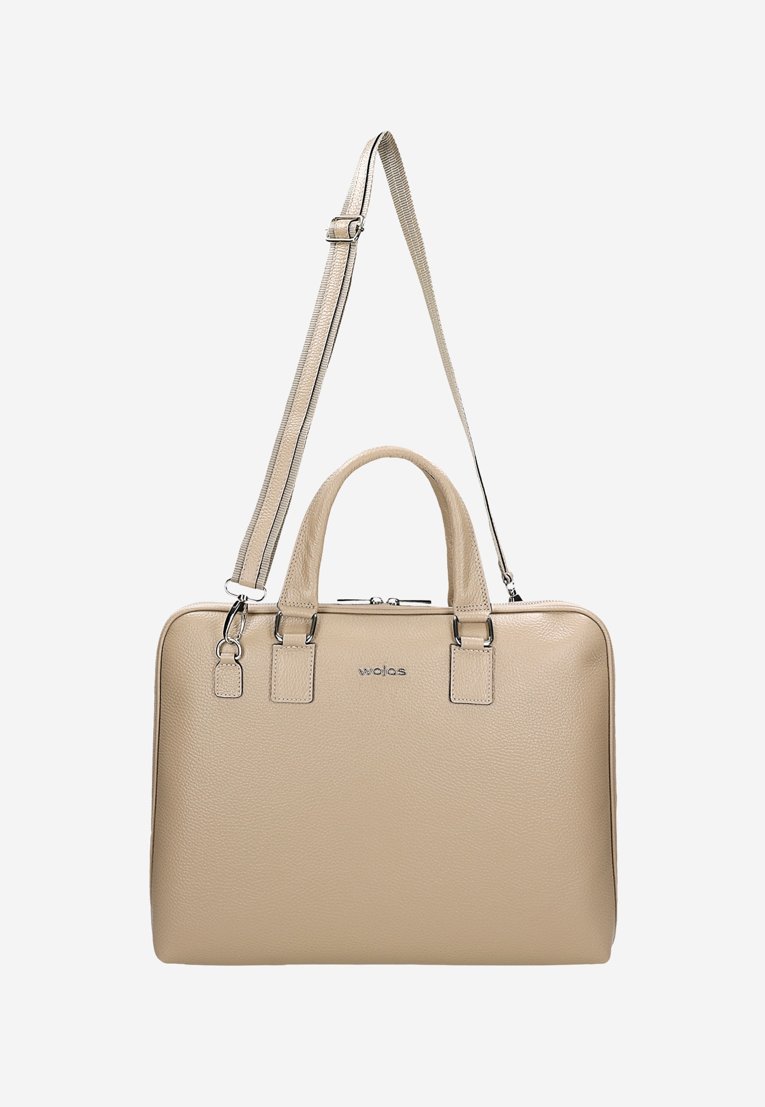 Duża beżowa torebka damska ze skóry licowej