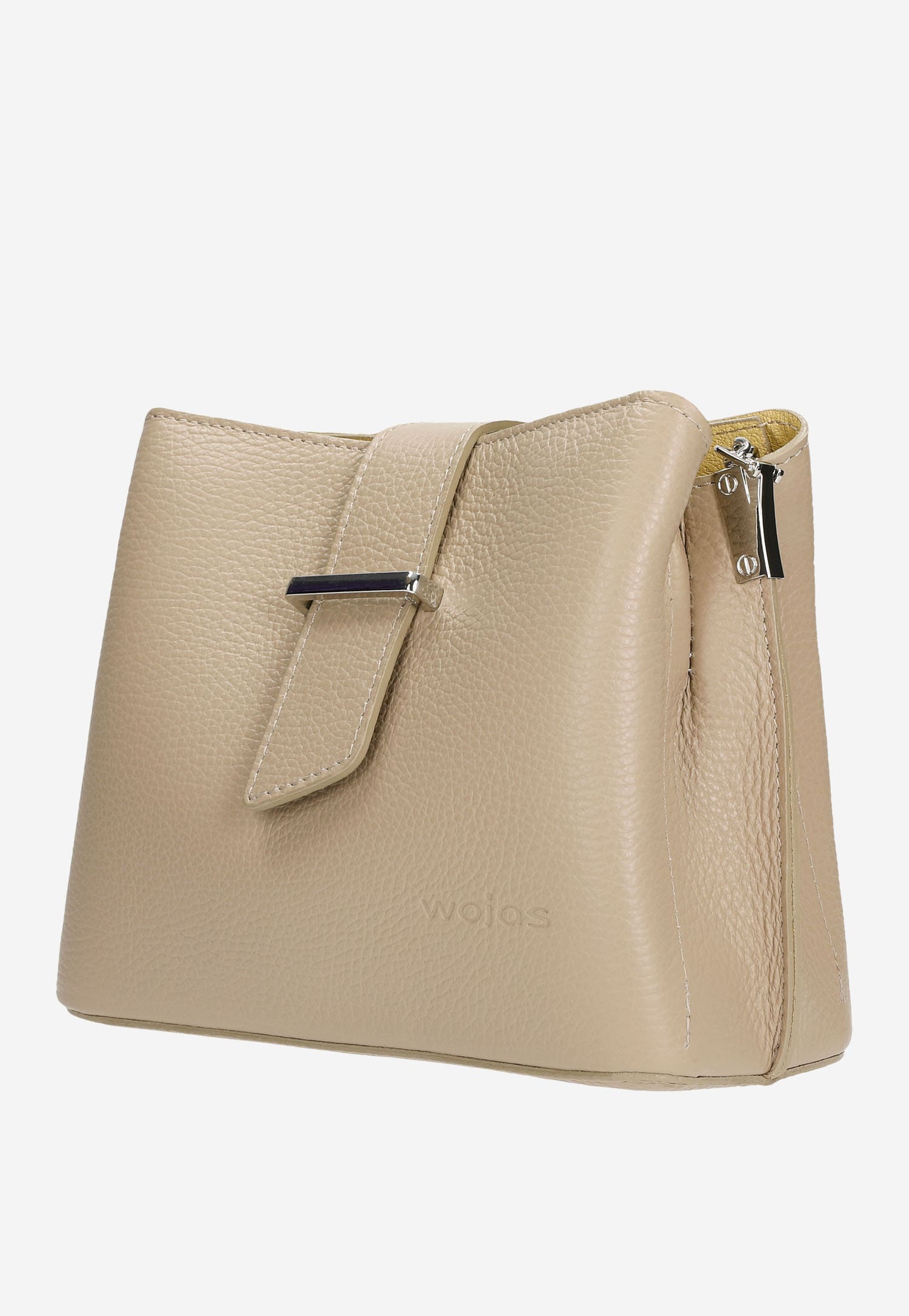 Beżowy kuferek damski ze skóry licowej