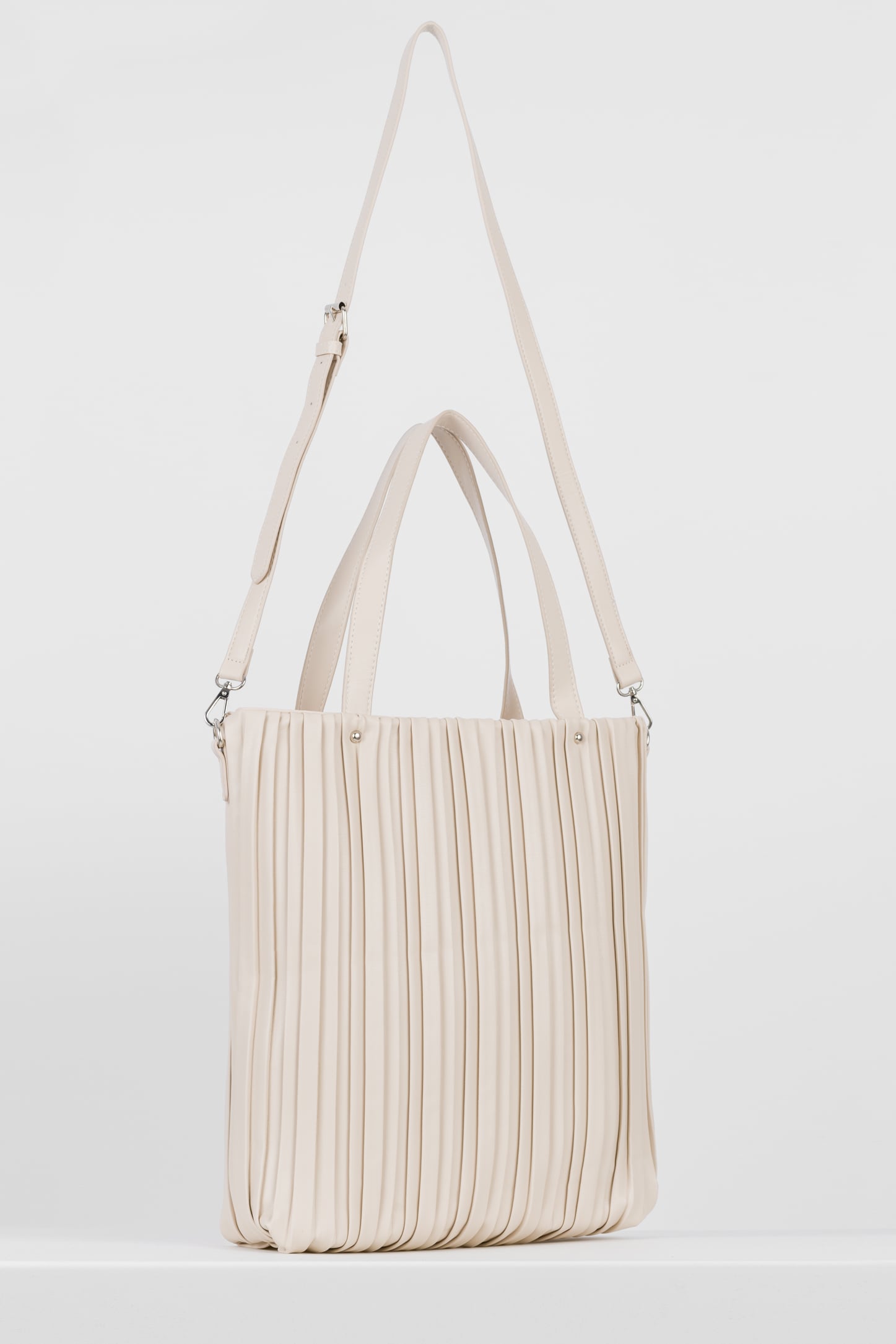 WJS beżowa torebka damska z oryginalnym marszczeniem