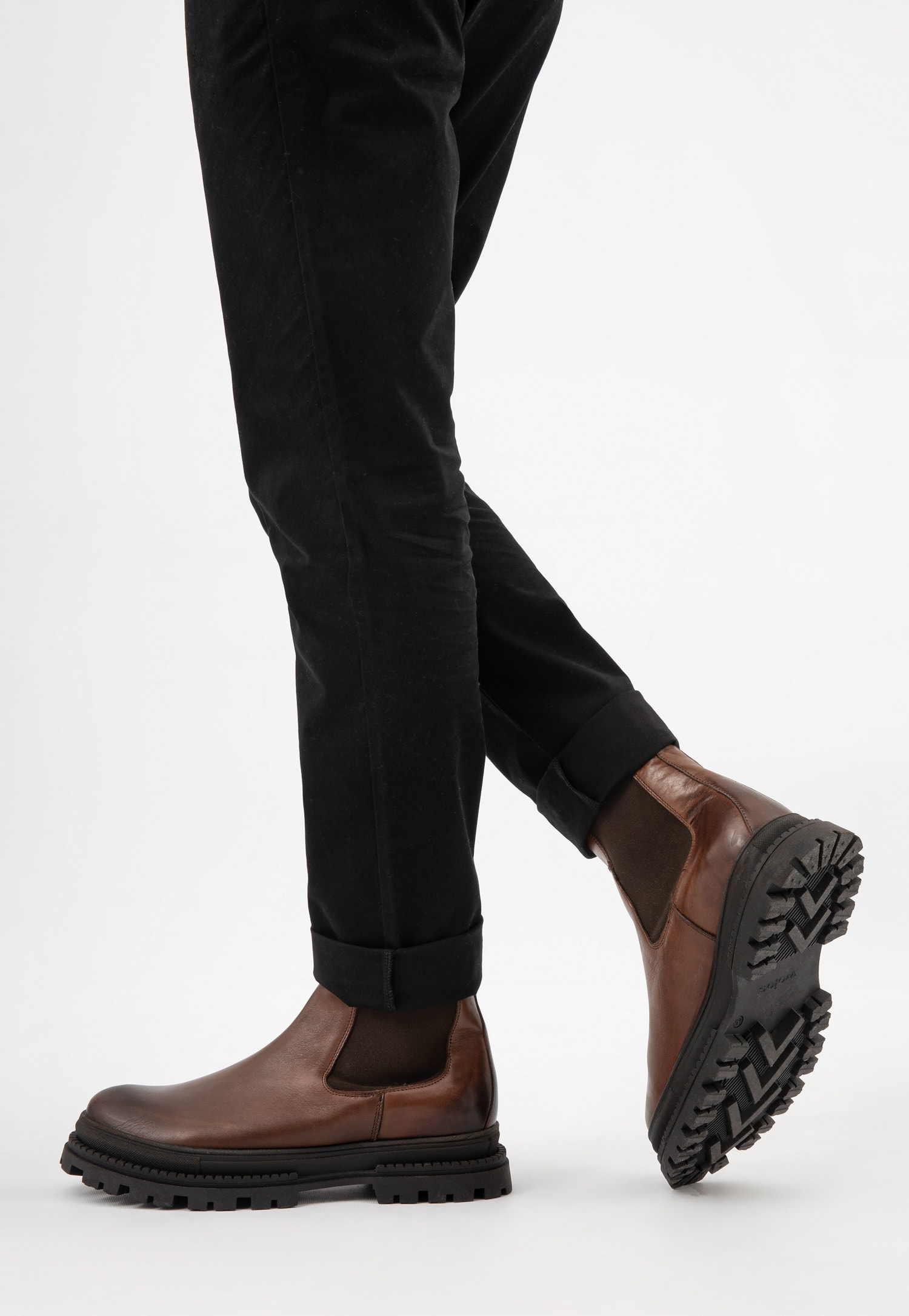 Wysokie skórzane sztyblety męskie brązowe