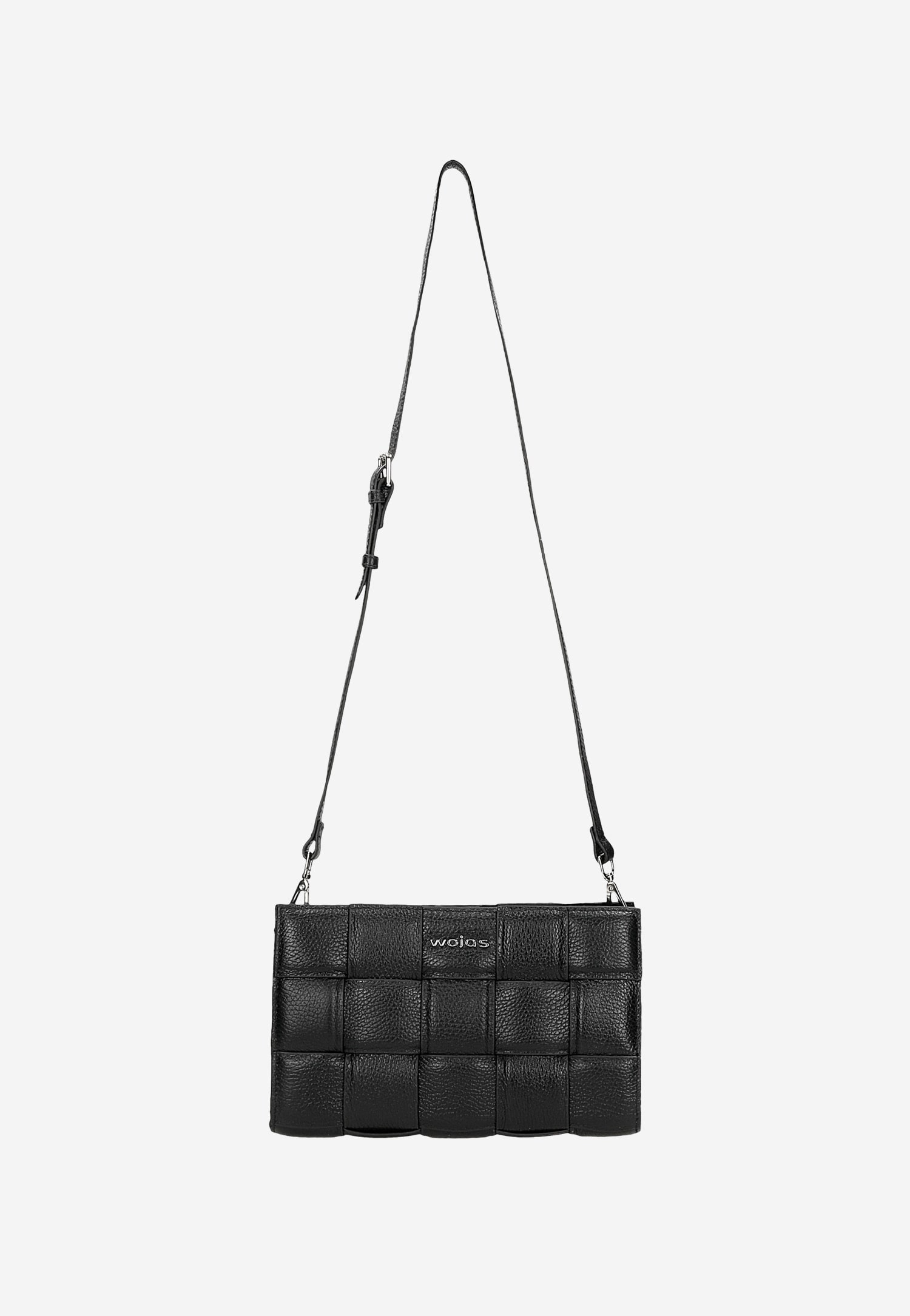 Czarna pleciona torebka damska ze skóry licowej