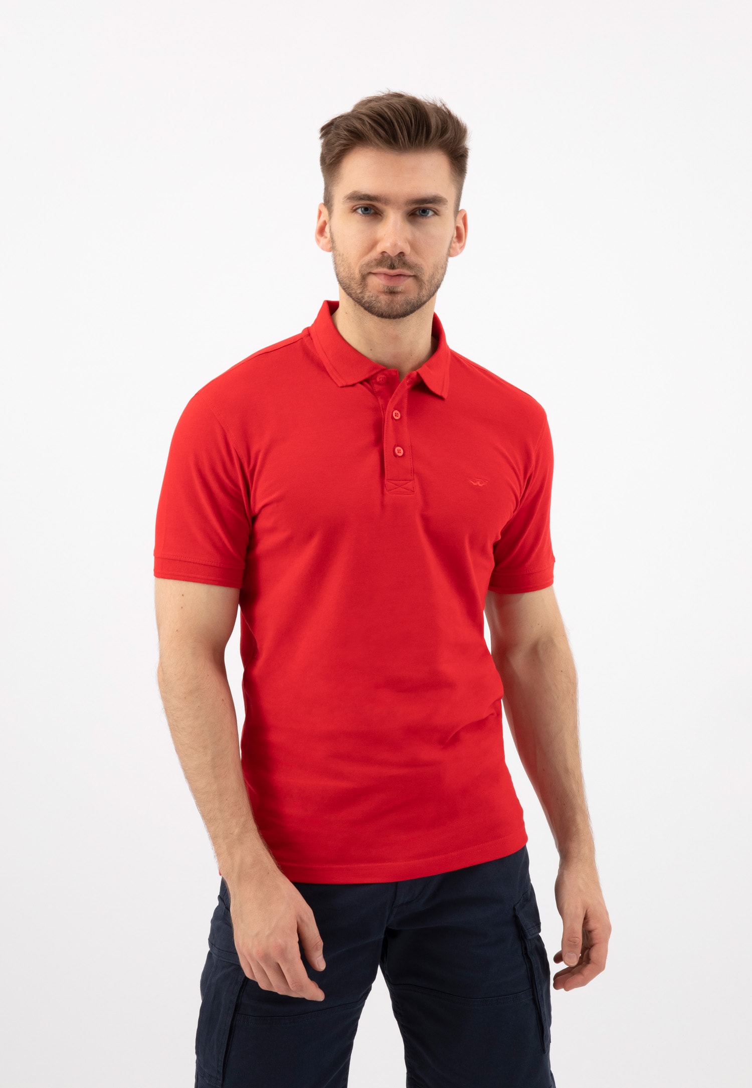 Czerwona koszulka męska polo z haftowanym logo