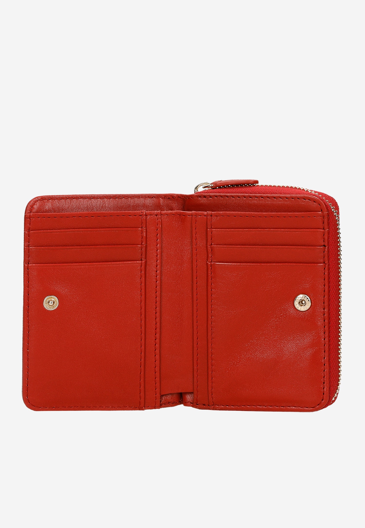 Mały czerwony portfel damski z gładkiej skóry licowej