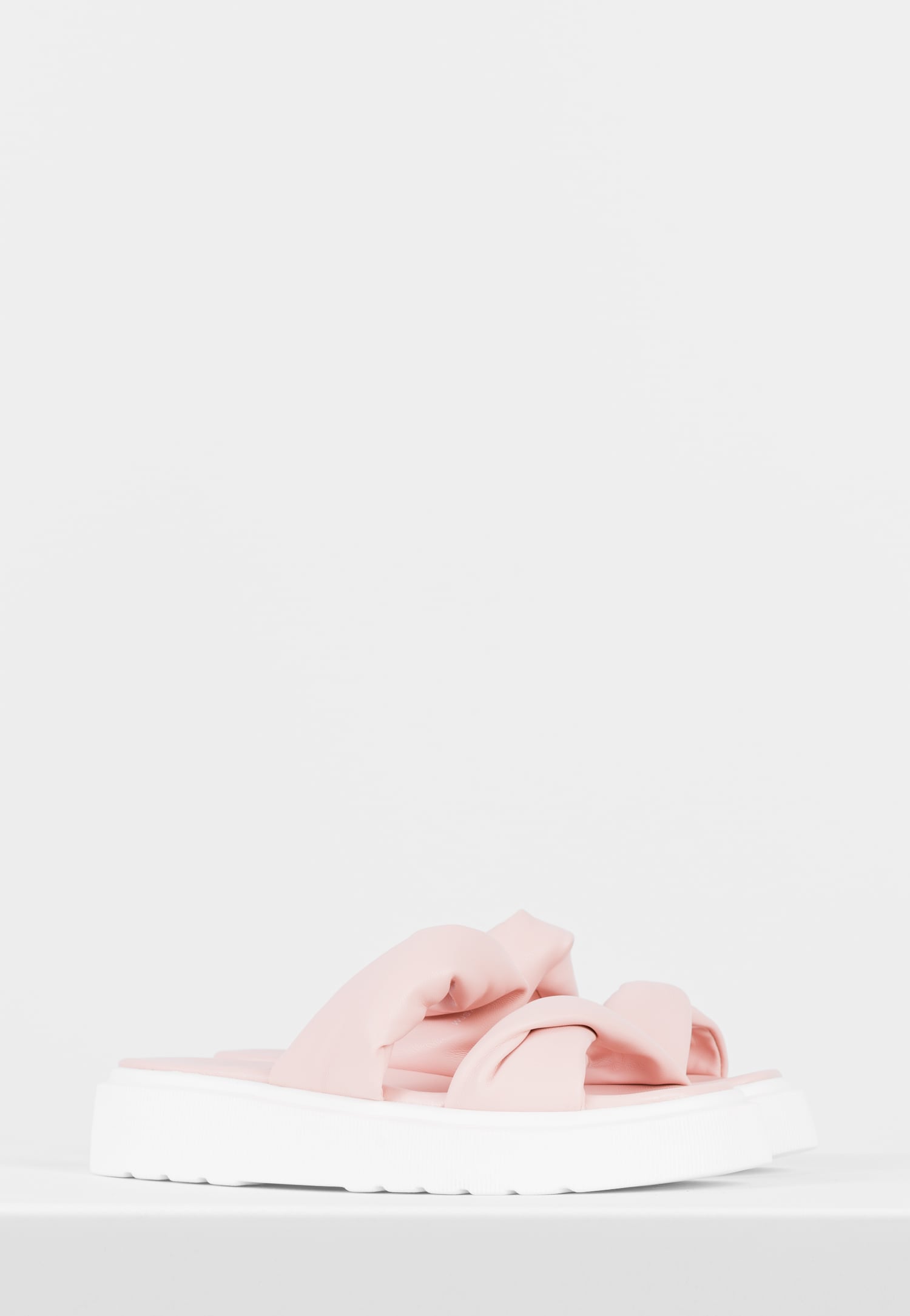 WJS jasnoróżowe klapki damskie na białej podeszwie