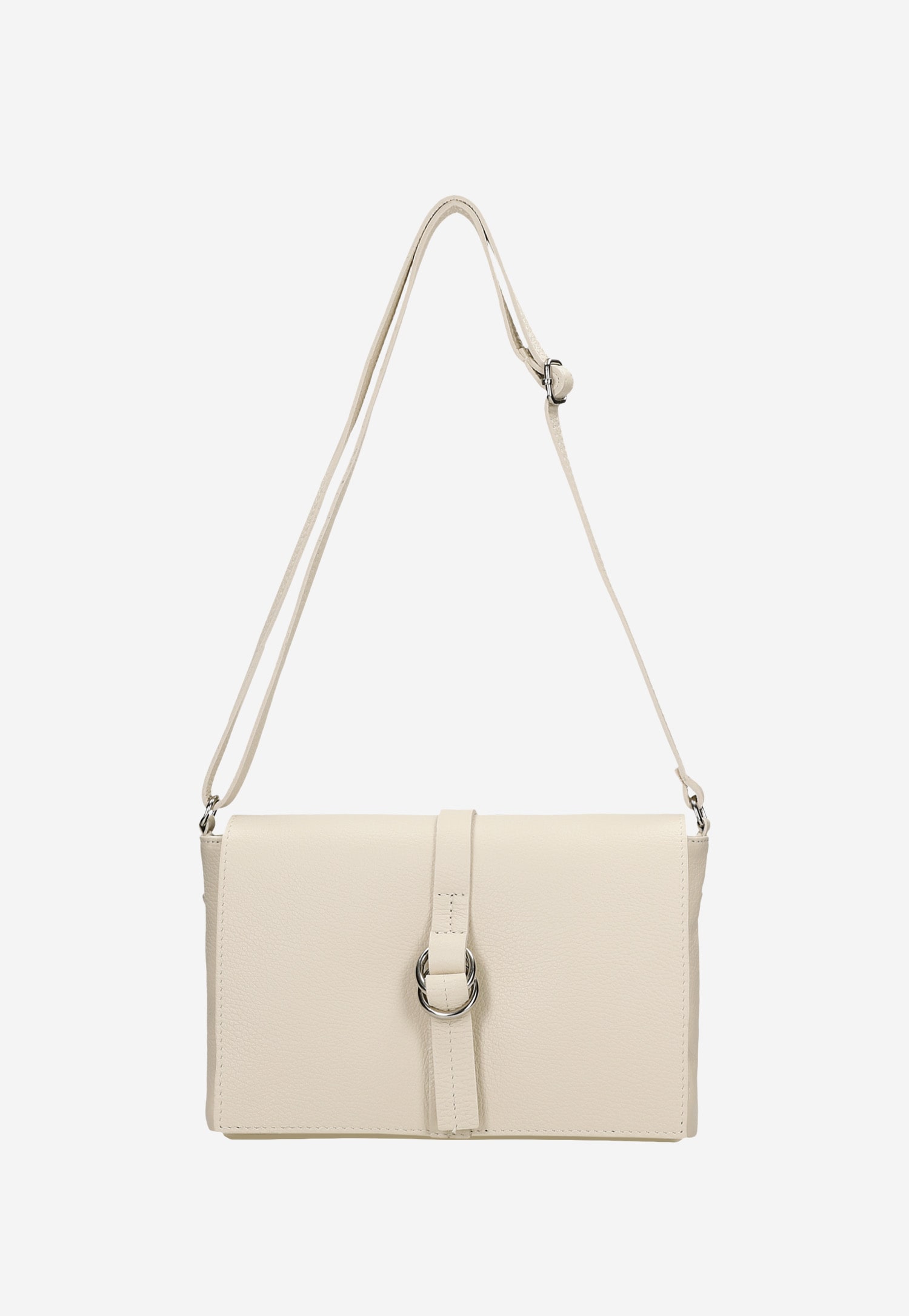 Skórzana torebka damska w jasnym odcieniu beżu