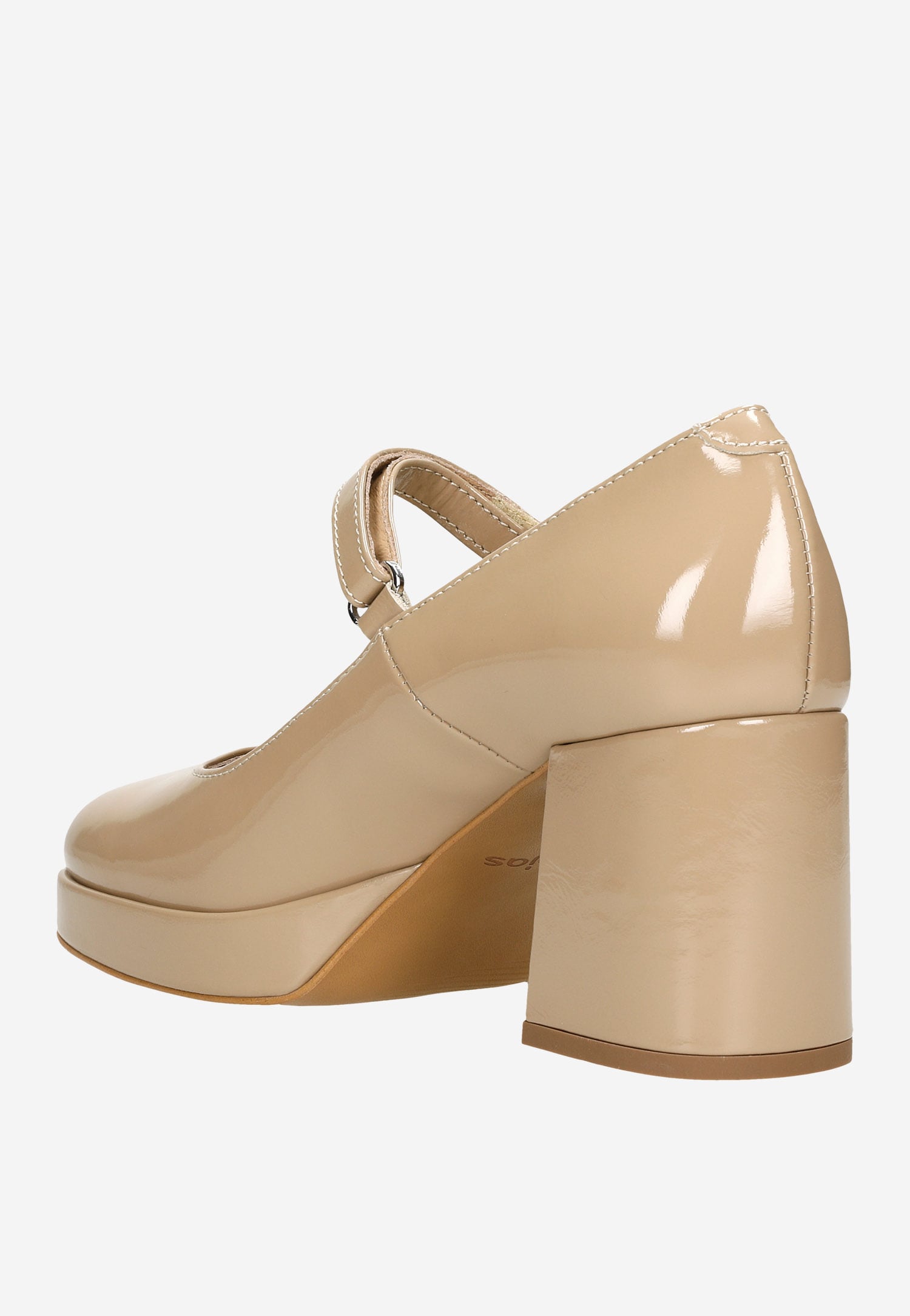 Beżowe lakierowane czółenka damskie Mary Jane