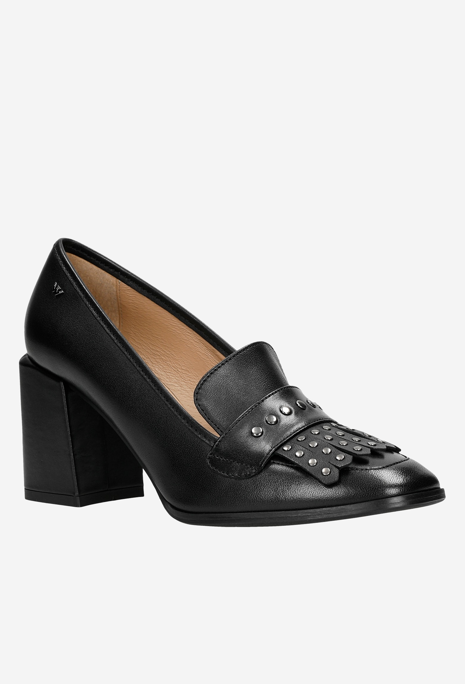 Czarne mokasyny damskie na słupku