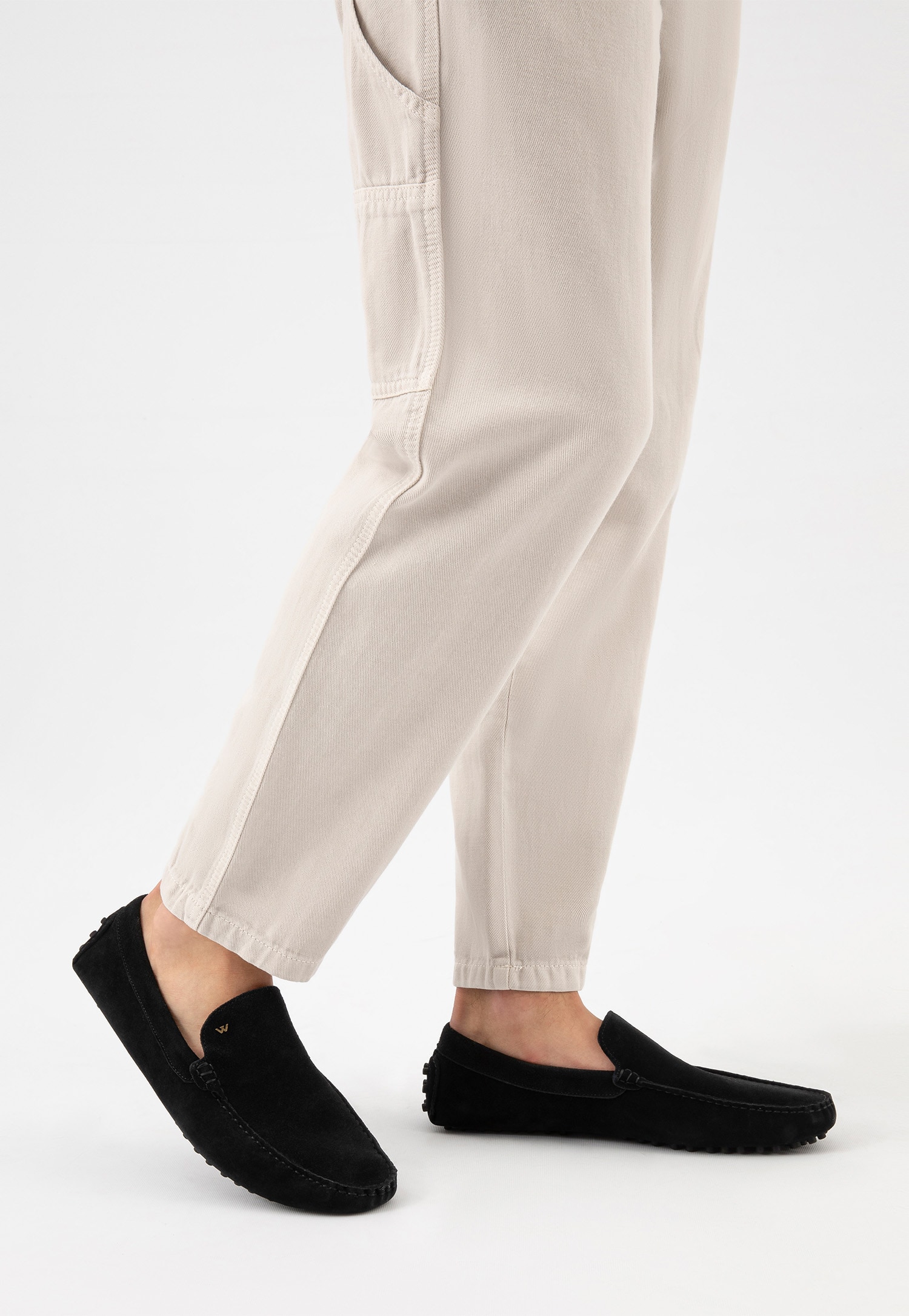 Granatowe skórzane mokasyny męskie typu car shoes