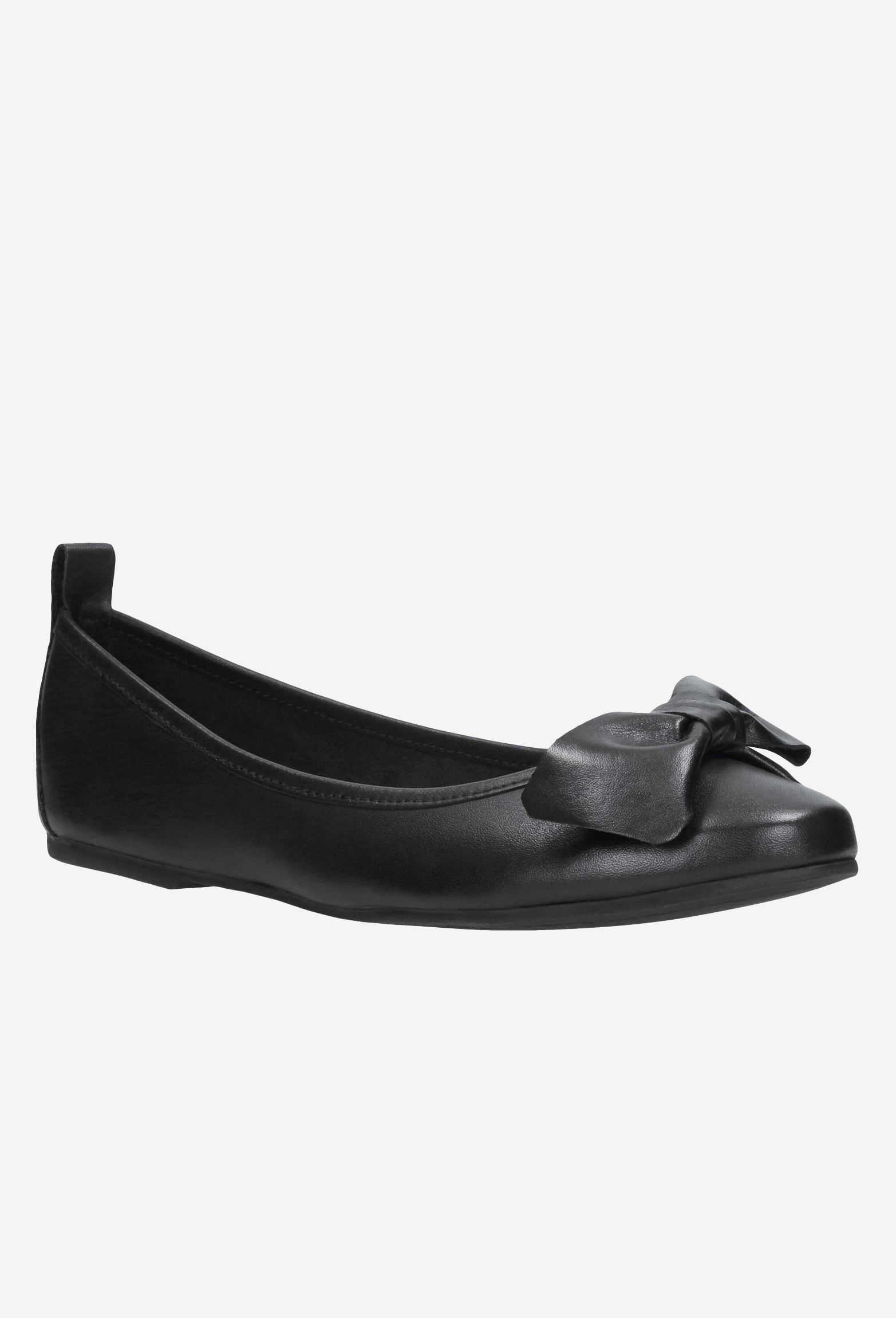 Czarne baleriny damskie ze skóry licowej