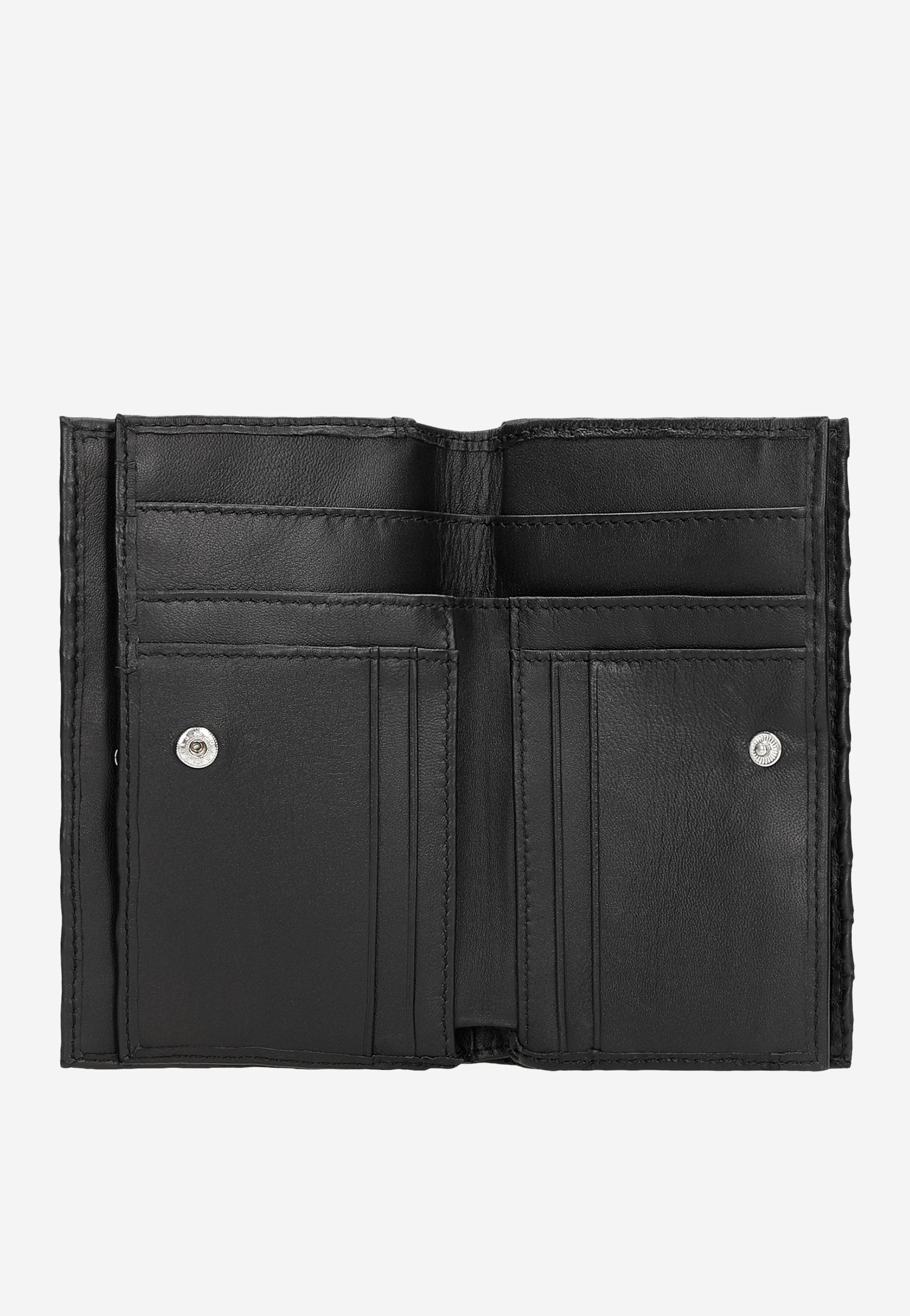 Czarny przeplatany portfel damski