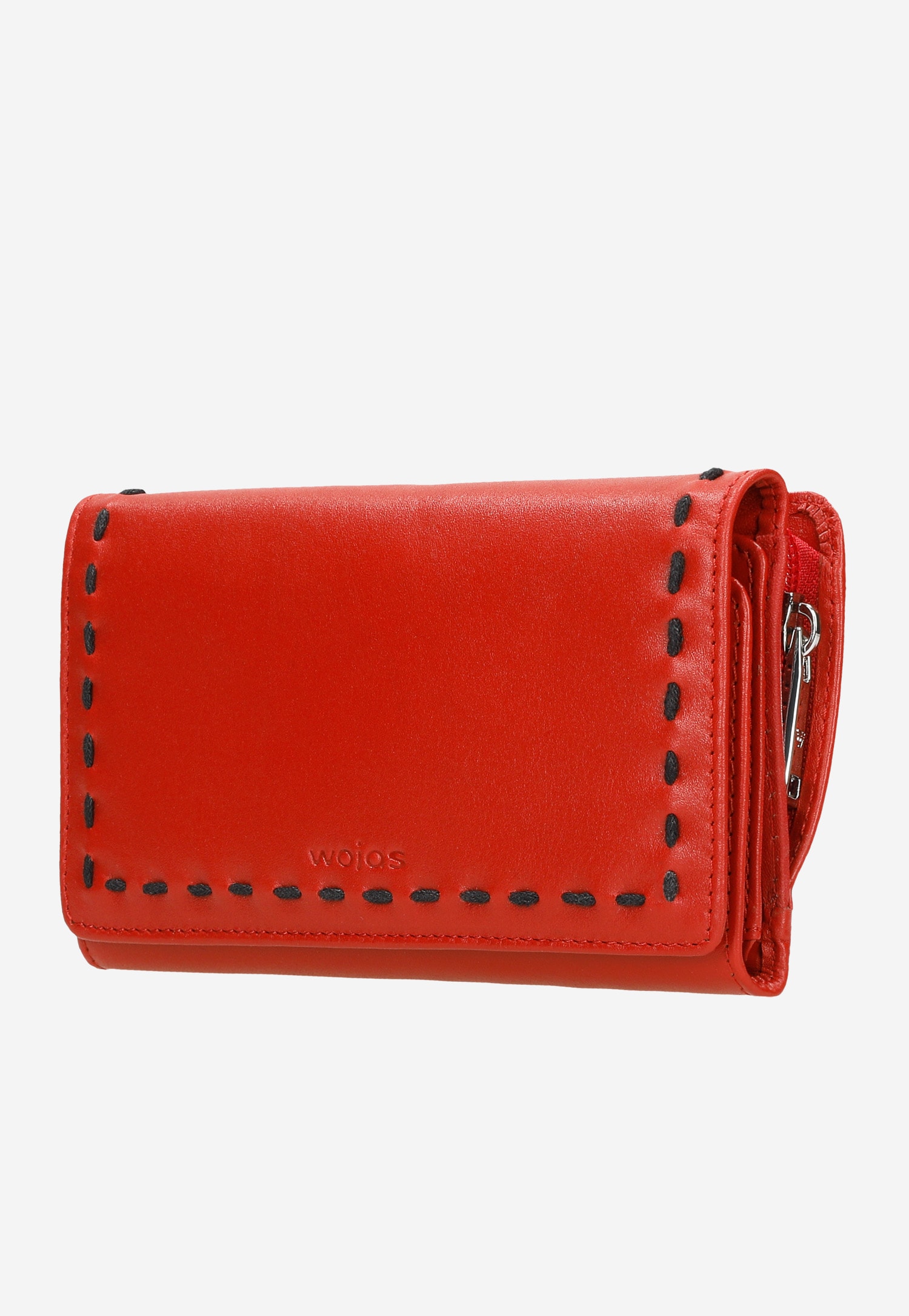 Czerwony portfel damski z czarną obwódką
